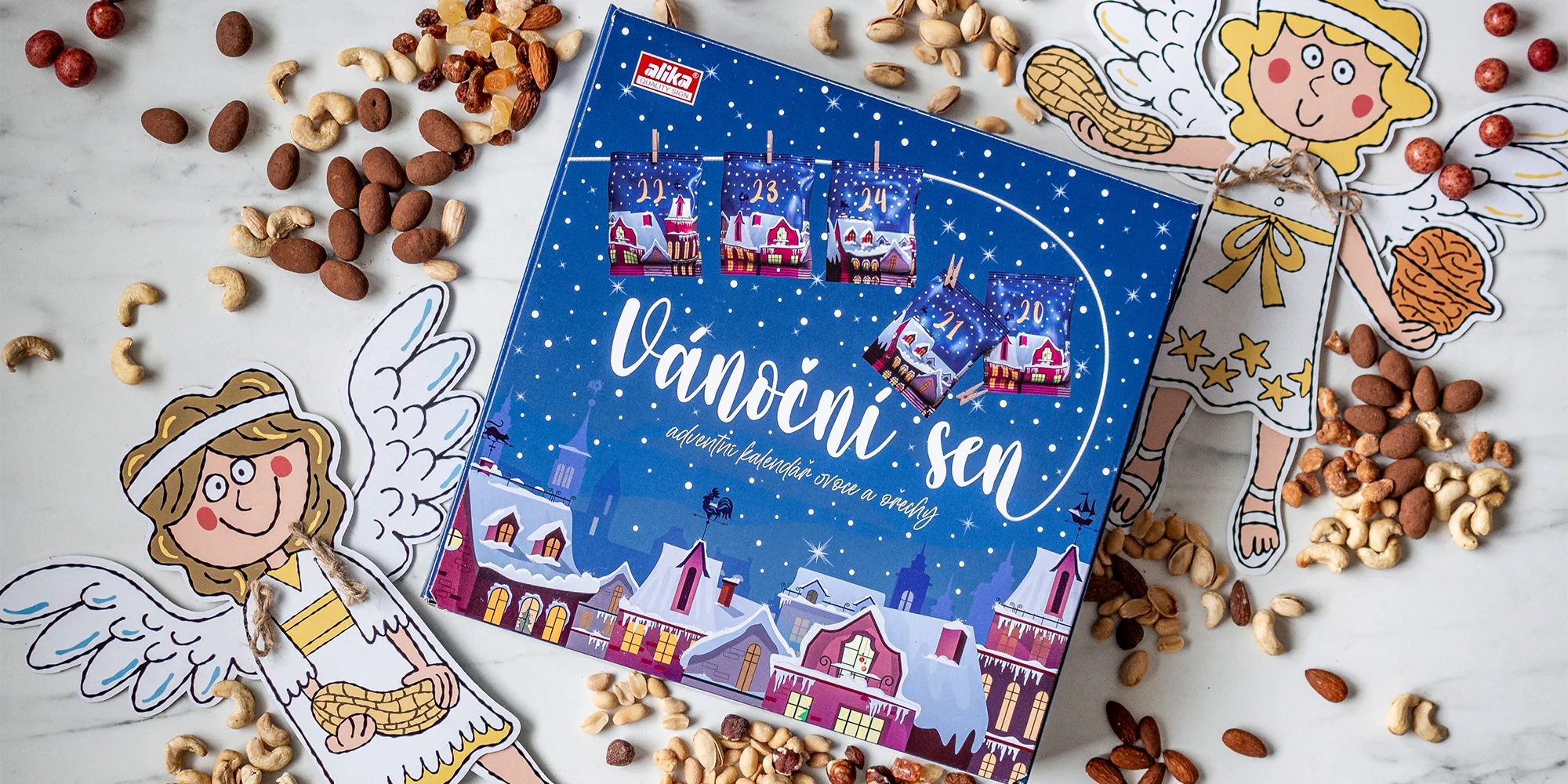 Zdravý adventní kalendář s oříšky a ovocem