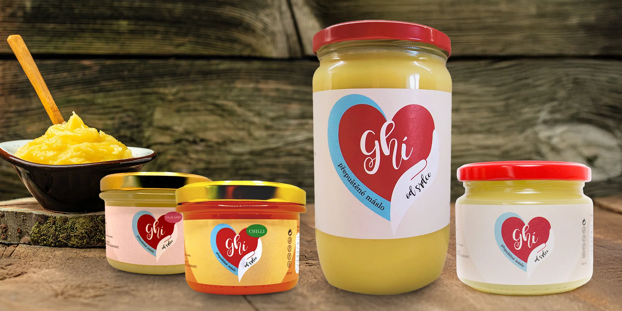 Čisté a ochucené Ghí: kuře, chilli i na sladko