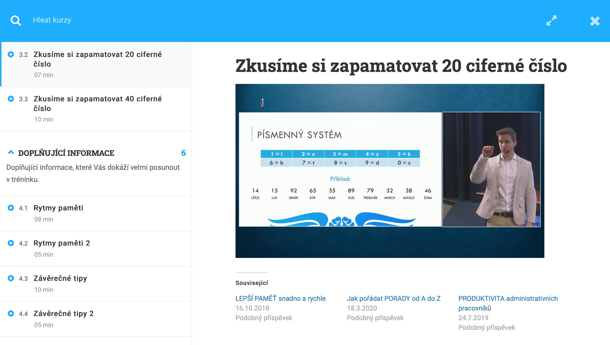 Trénink paměti s paměťovým atletem Markem Sýkorou: záznam živého kurzu v délce 120 minut