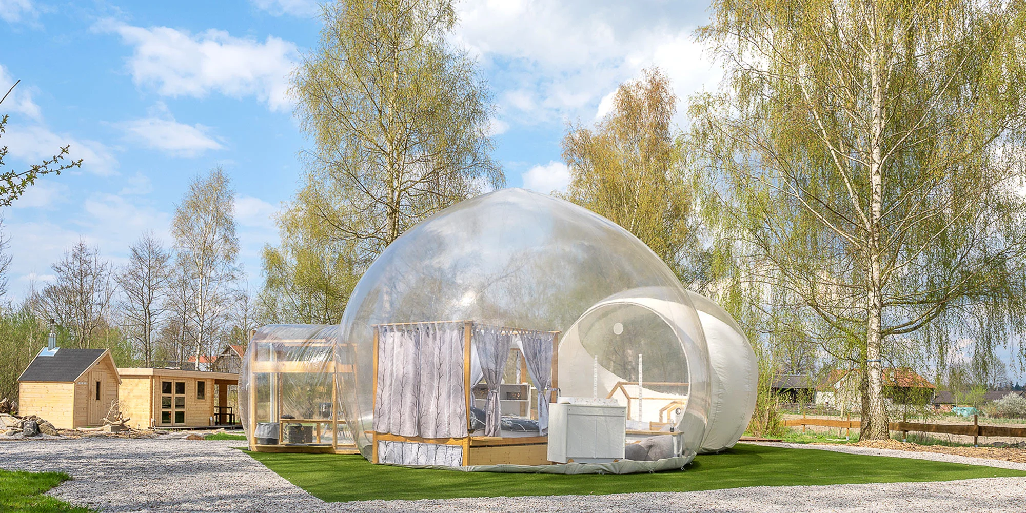 Parádní glamping V bublině: neomezený relax v sauně a výhled na hvězdy