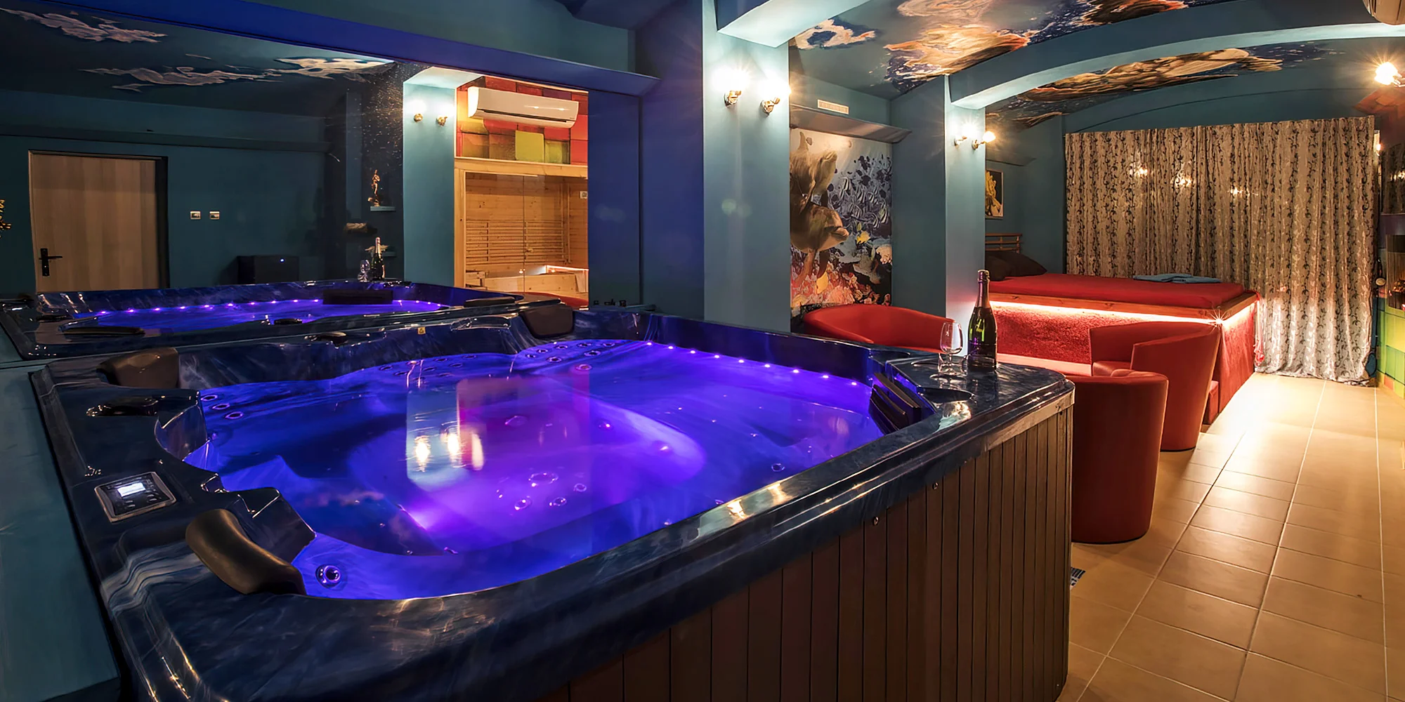 Romantika v privátním wellness: krb, sauna a vířivka na 2 hod. nebo celou noc