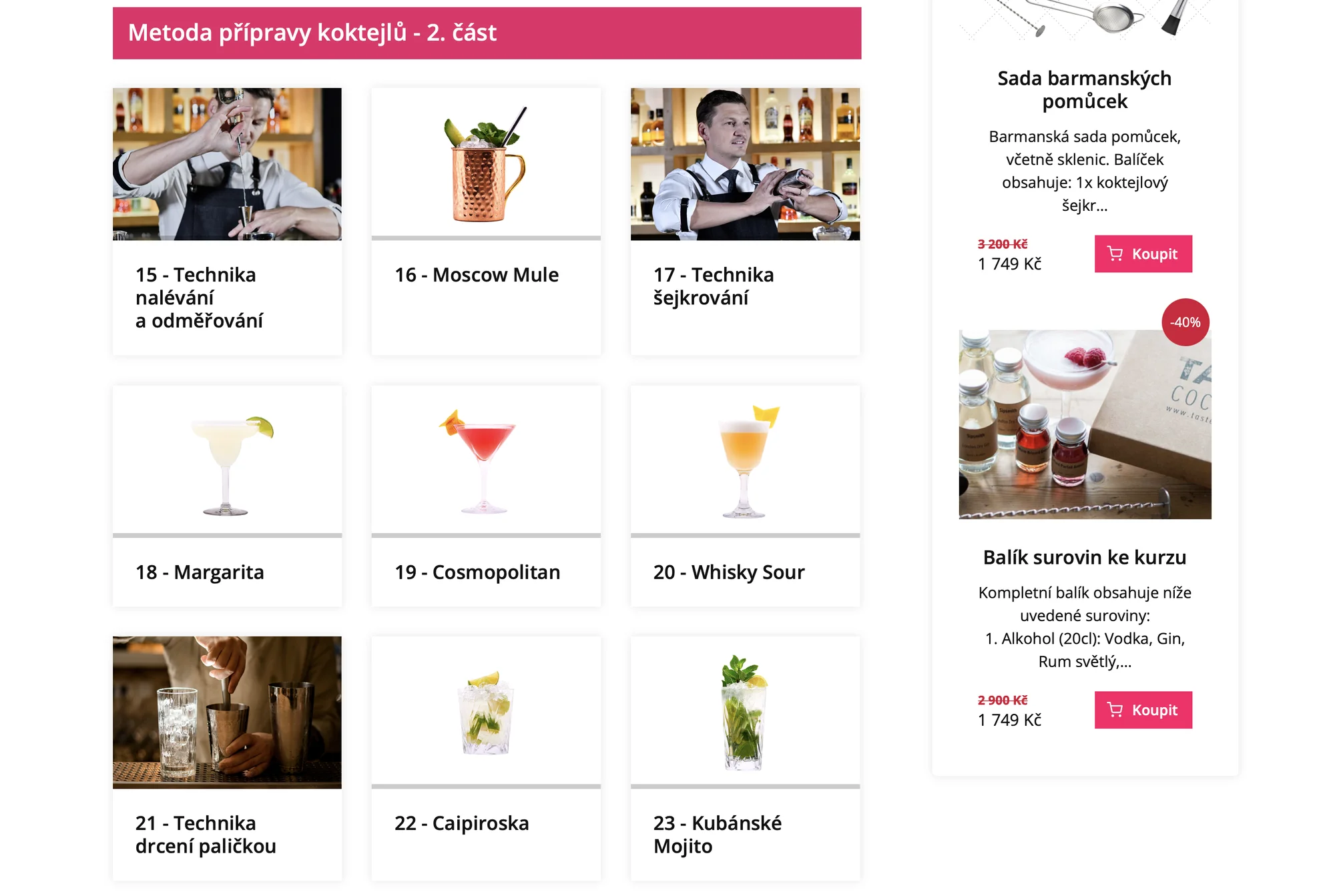 Online barmanský kurz: 40 videolekcí plných koktejů s doživotním přístupem