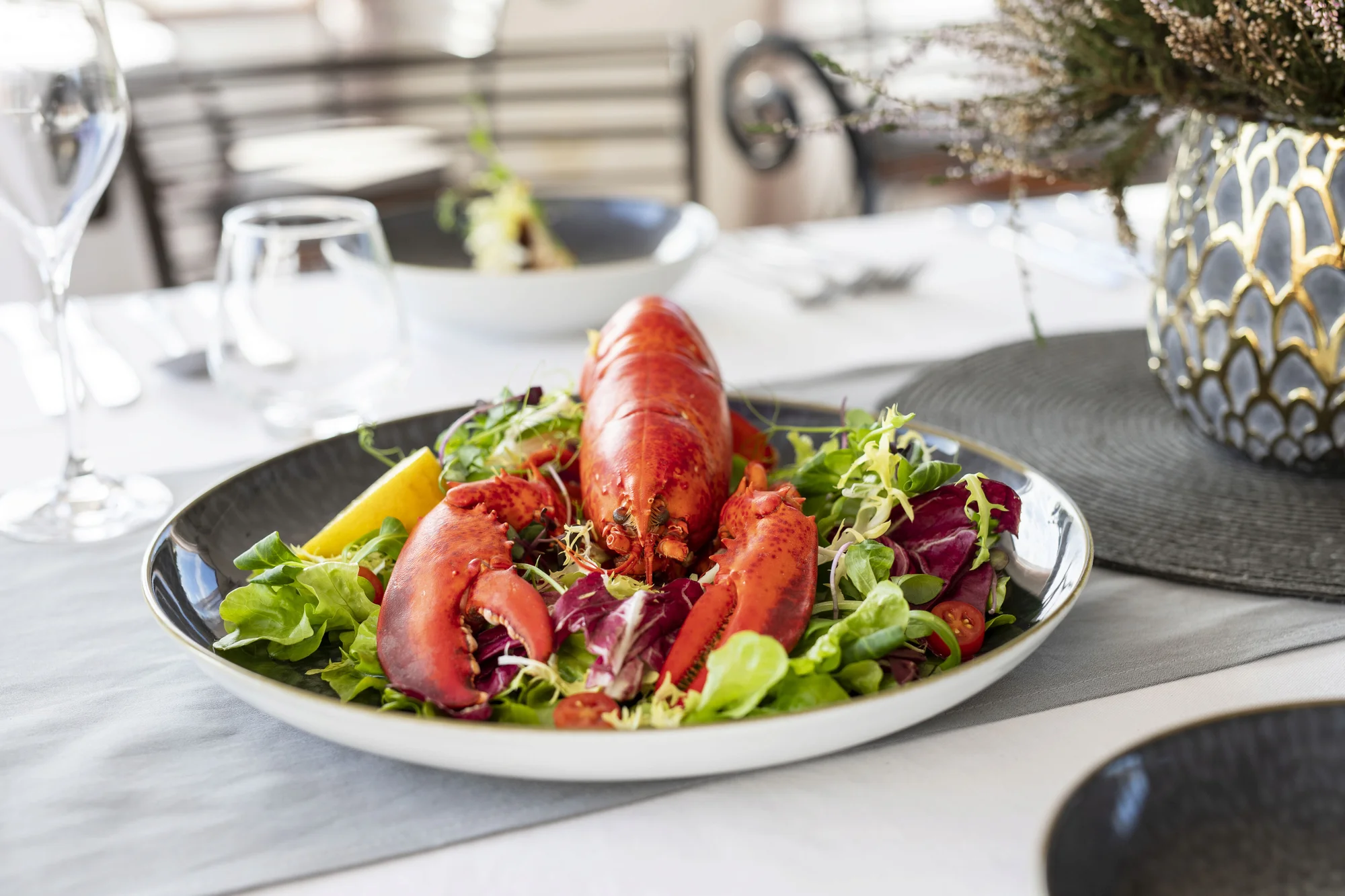Degustační menu s humřími specialitami: prosecco, předkrm, humr na různé způsoby a dezert