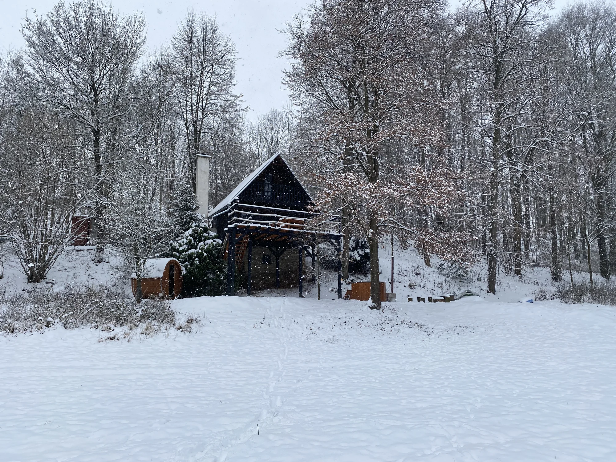 Pobyt v malebné wellness chatě u lesa: sauna, vířivka i zapůjčení lodičky