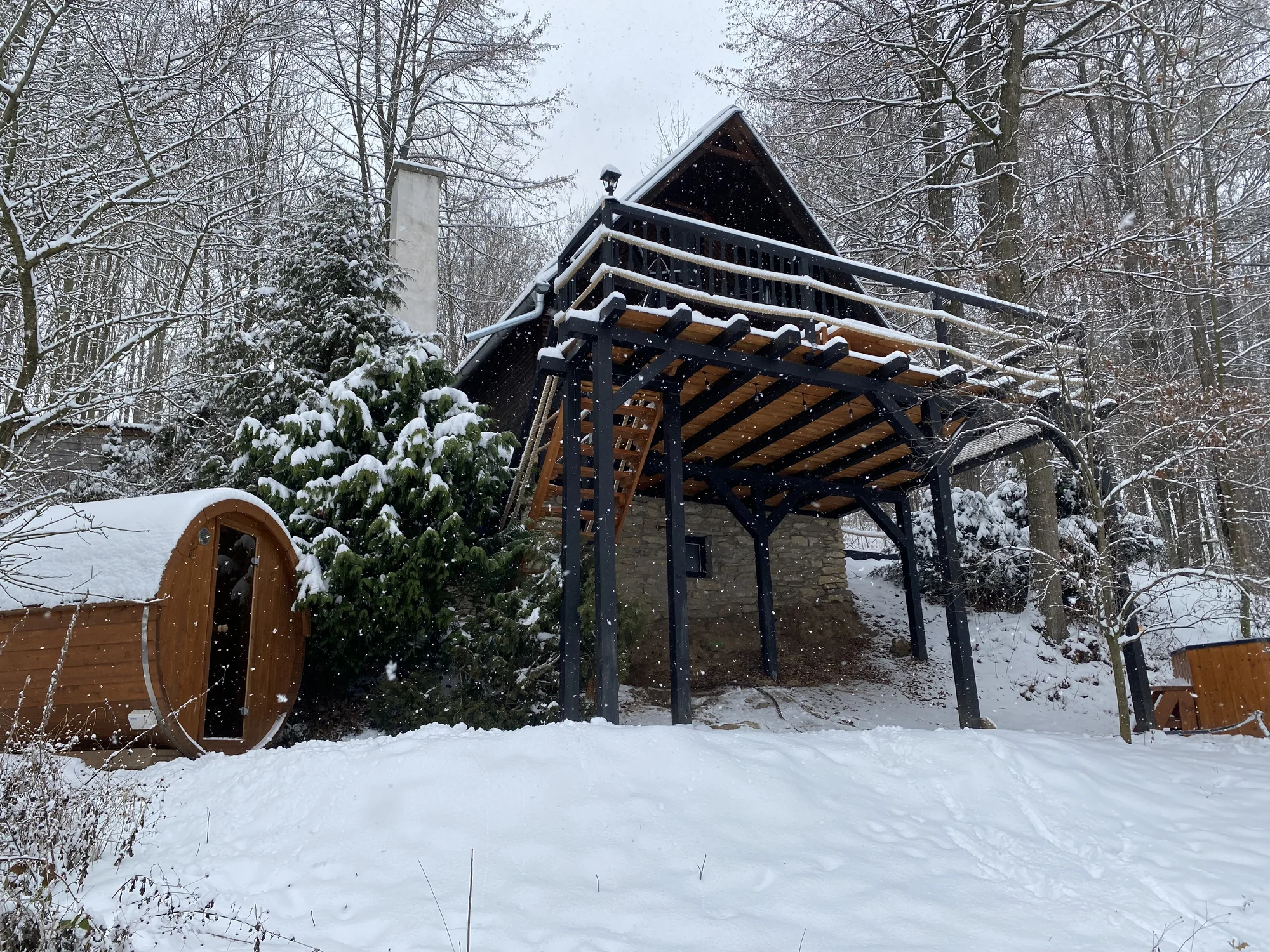 Pobyt v malebné wellness chatě u lesa: sauna, vířivka i zapůjčení lodičky