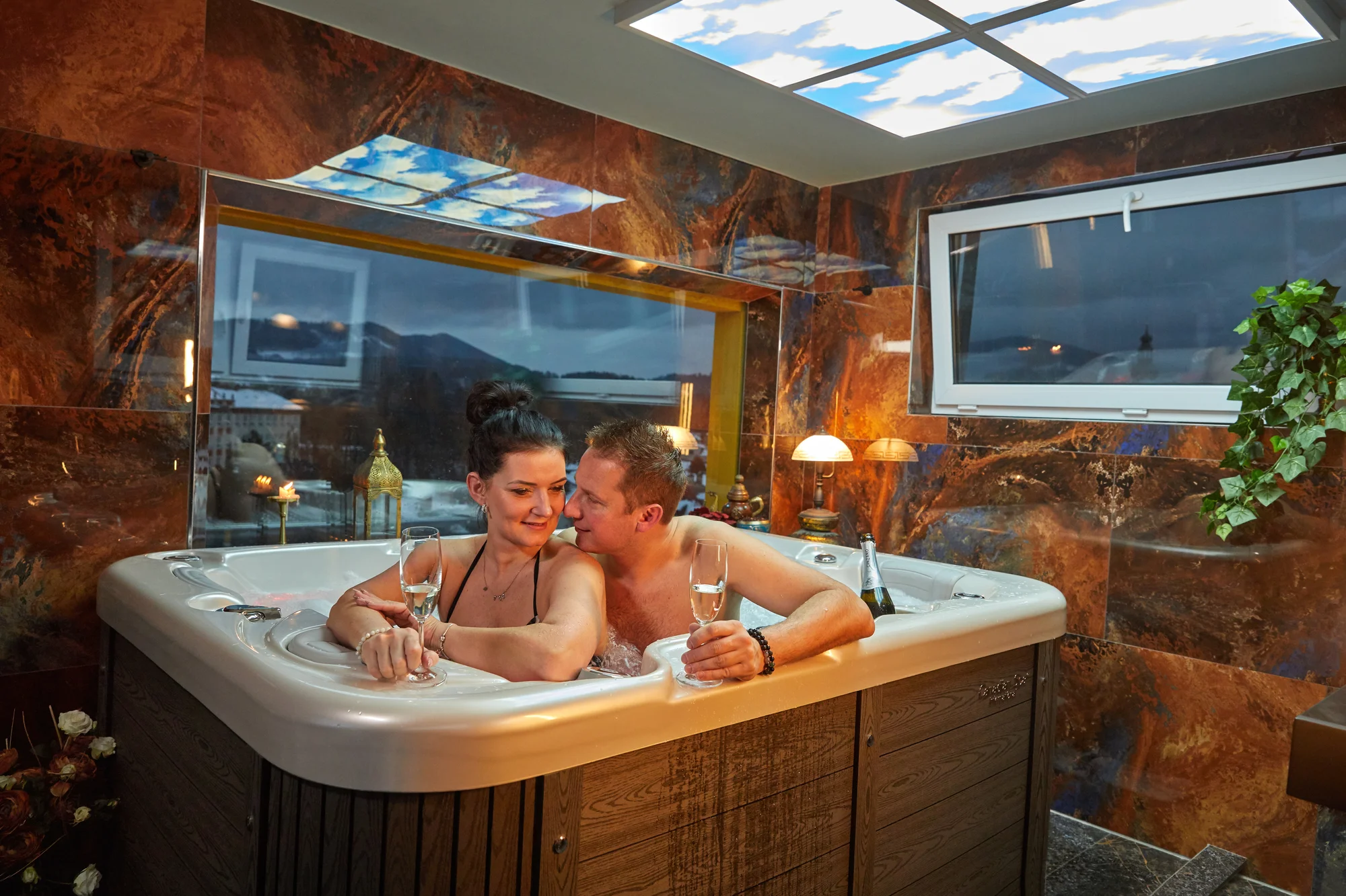 Romantický wellness v 7. nebi Rožnovského pivovaru vč. občerstvení i oběda či večeře