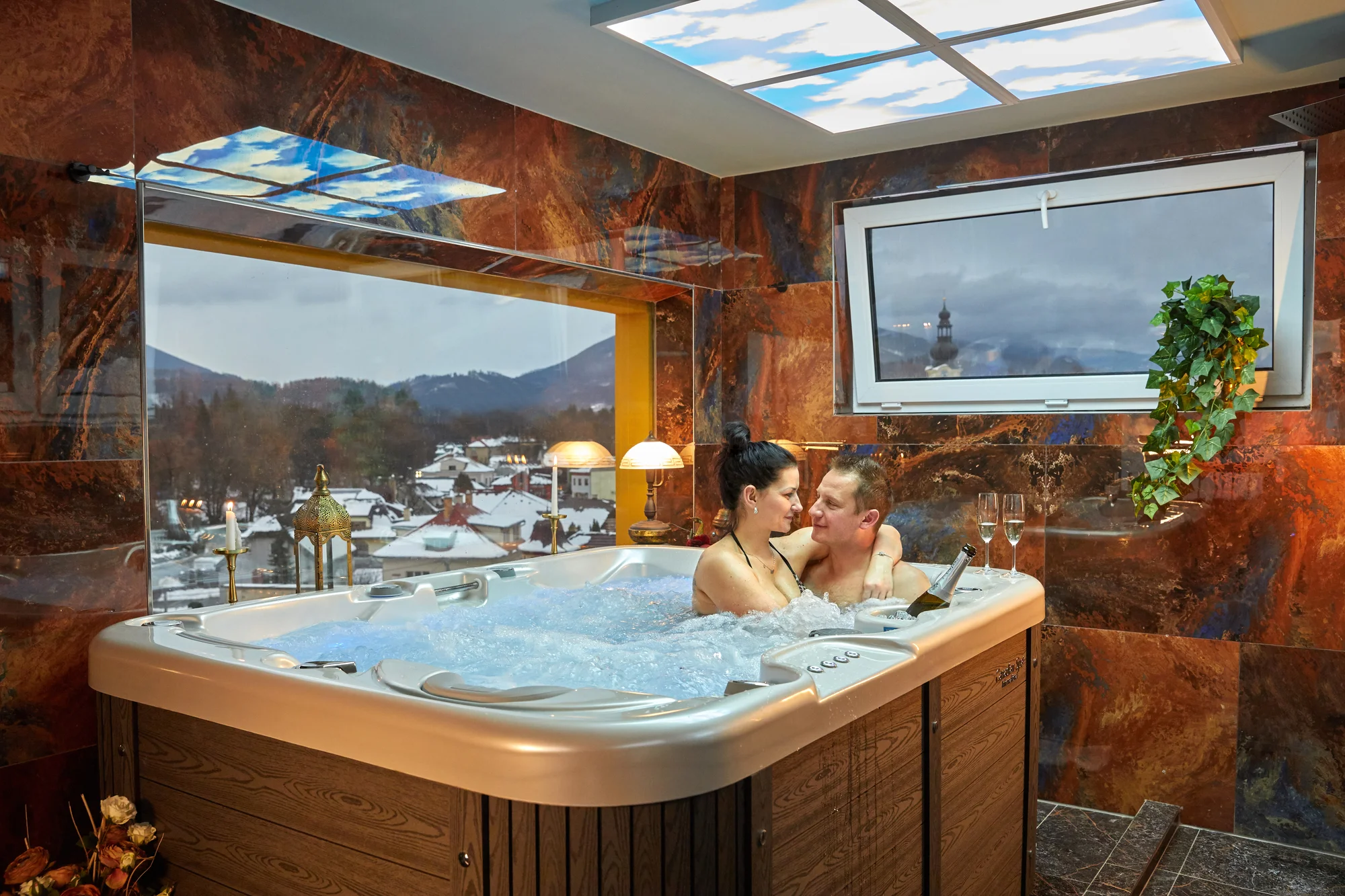 Romantický wellness v 7. nebi Rožnovského pivovaru vč. občerstvení i oběda či večeře
