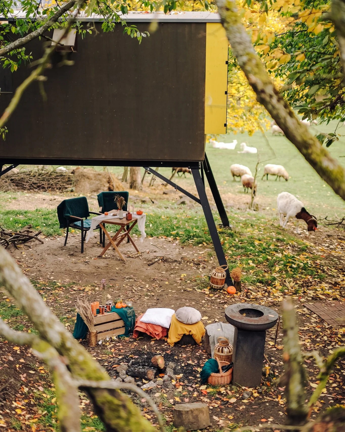 Glamping: minimalistický posed pro dvě osoby, solární sprcha, gril a vyhřívaný sud