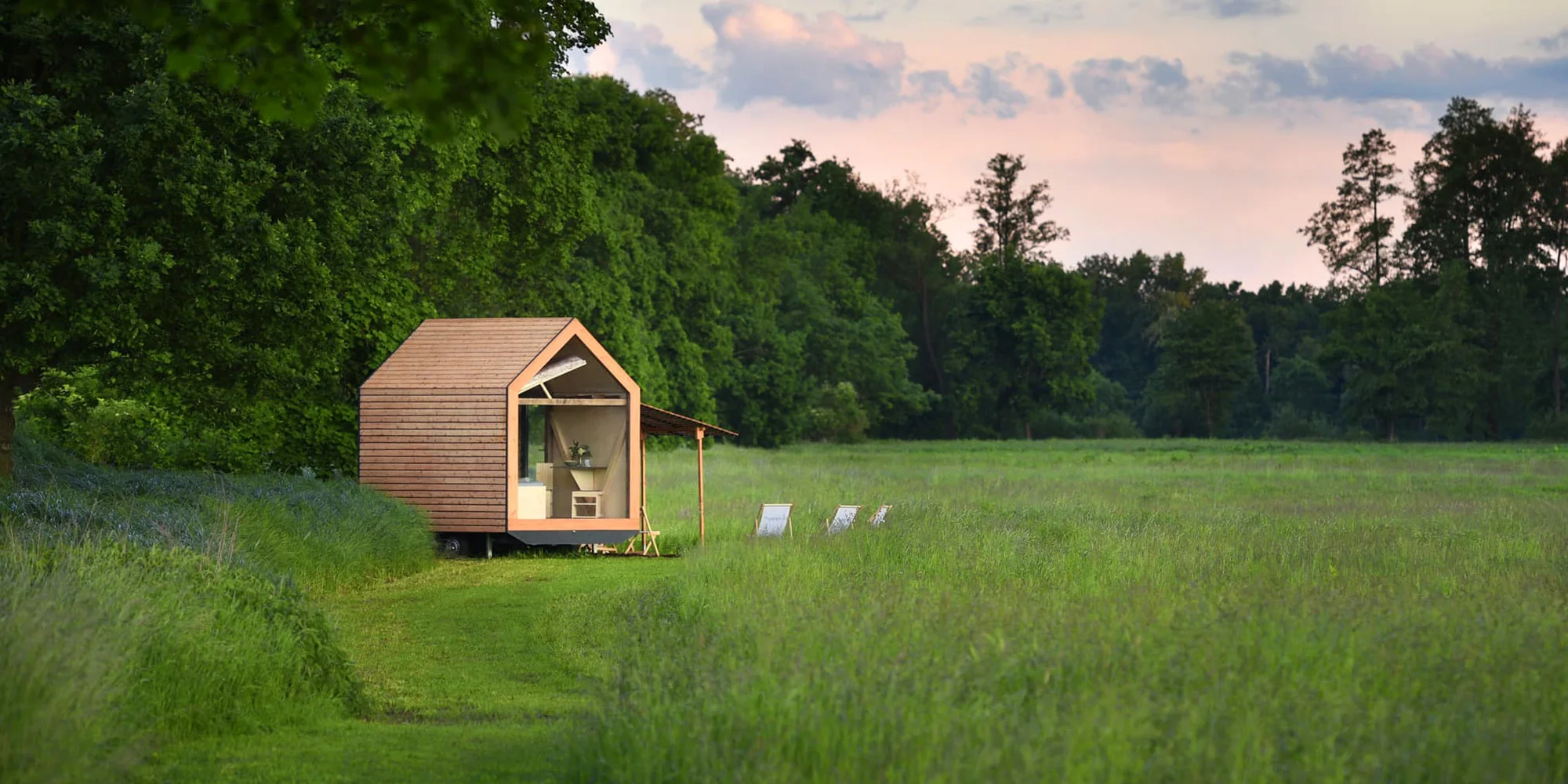 Glamping v dřevěném domku: víno i výhled na zámek