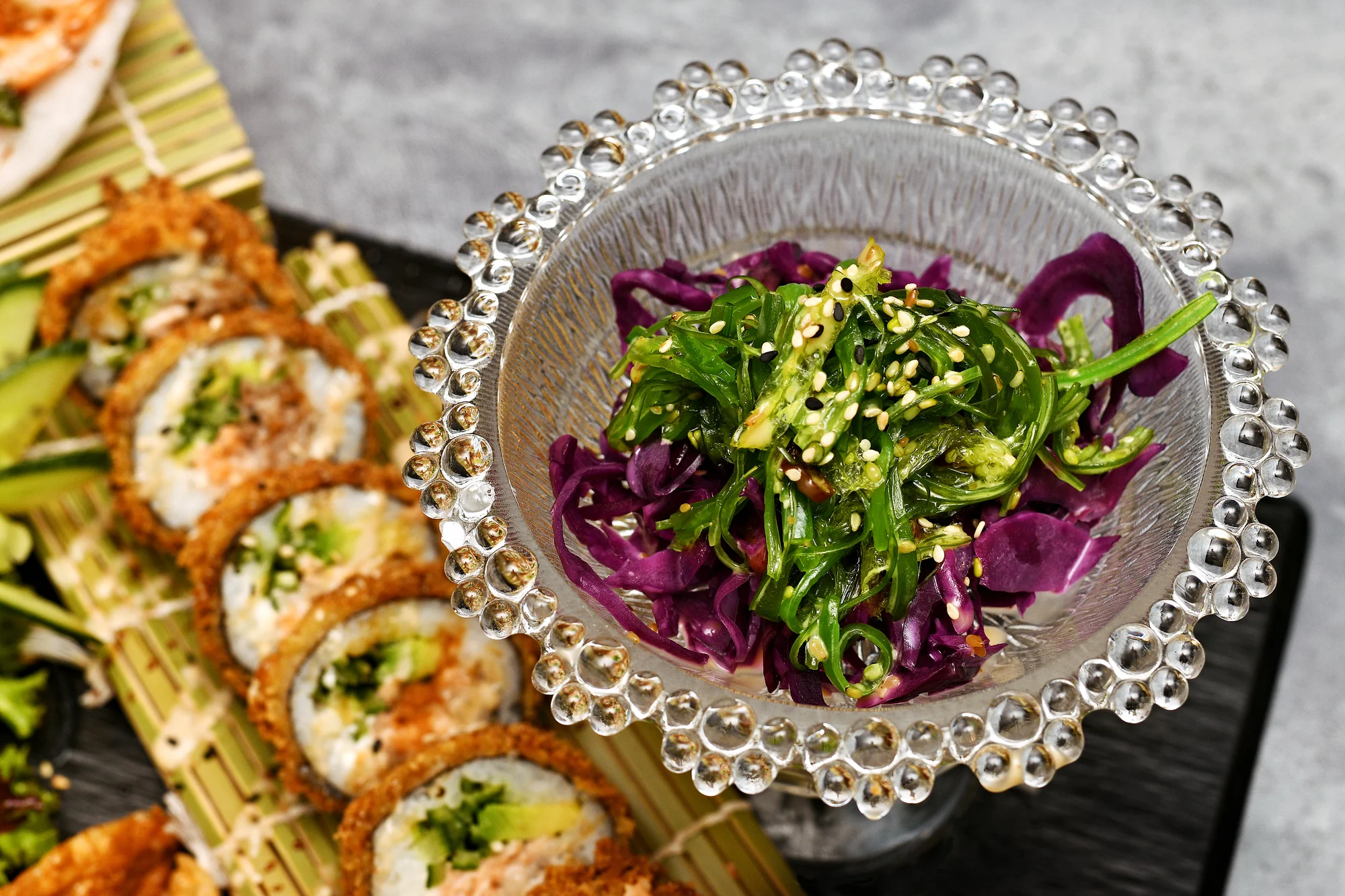 Asijská menu pro dva: sushi, krevety a steak s proseccem nebo zamilovaný sushi set
