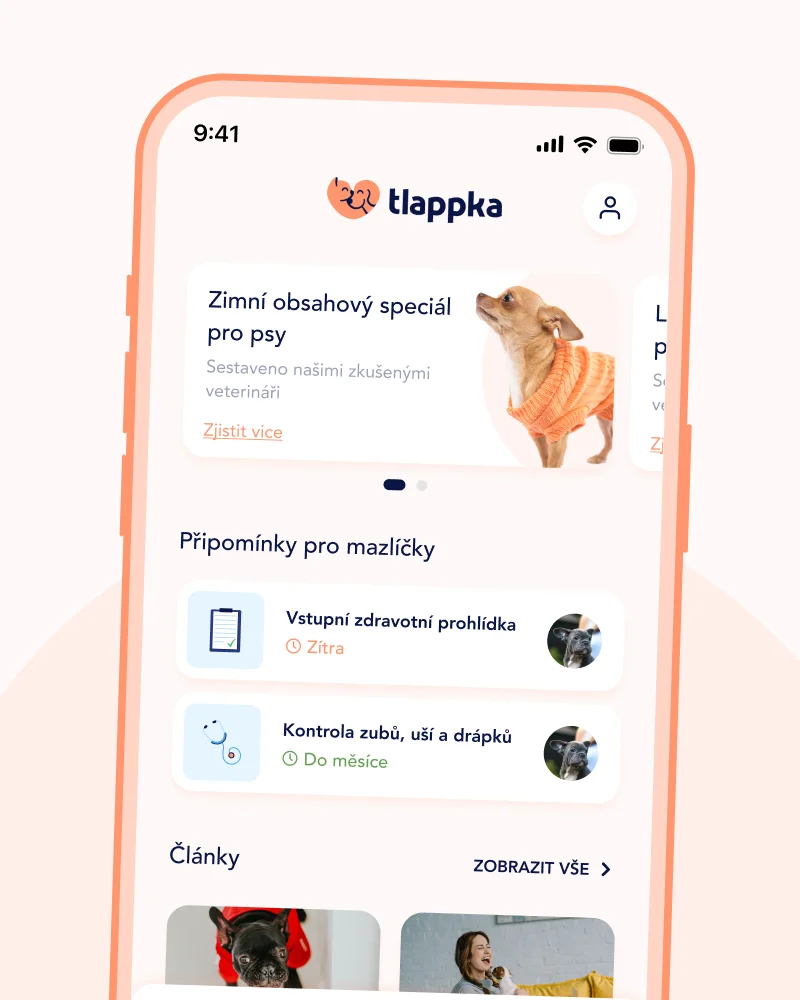 Aplikace tlappka - 24/7 online přístup k veterináři a průvodce správnou péčí na míru