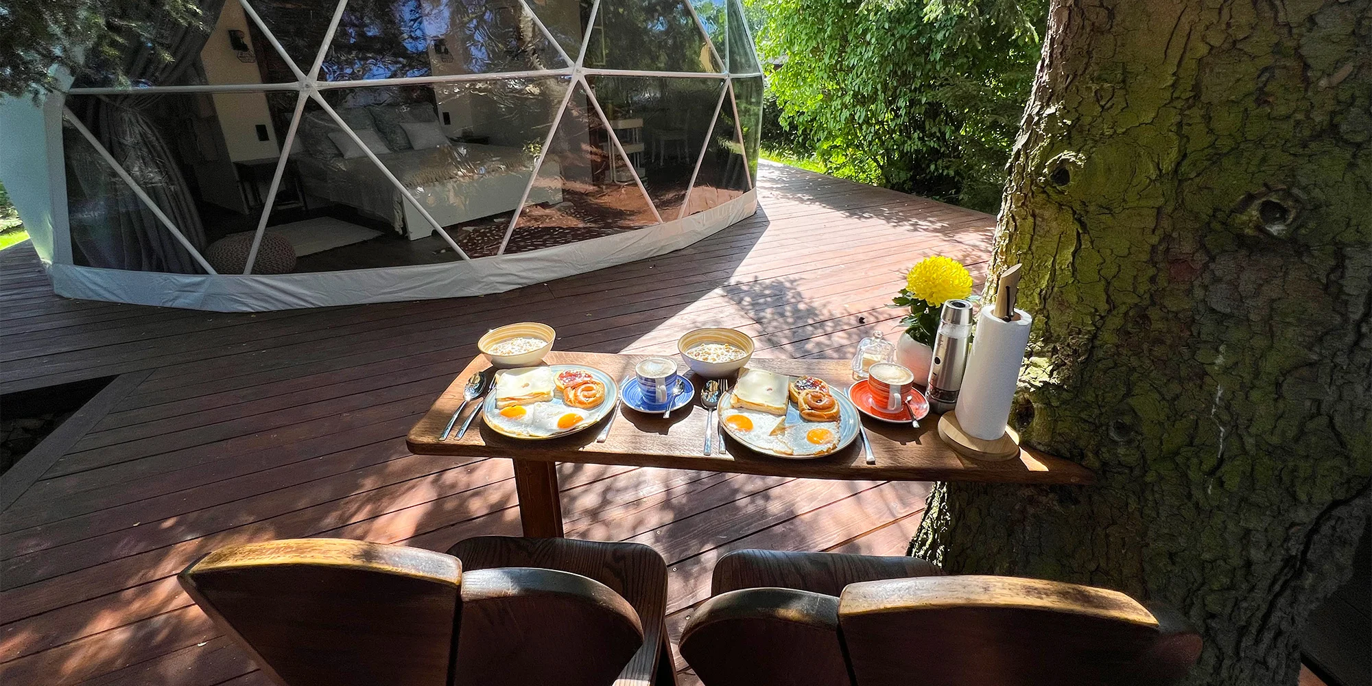 Glamping u pláže na Slapech: snídaně i privátní vířivka a venkovní sauna