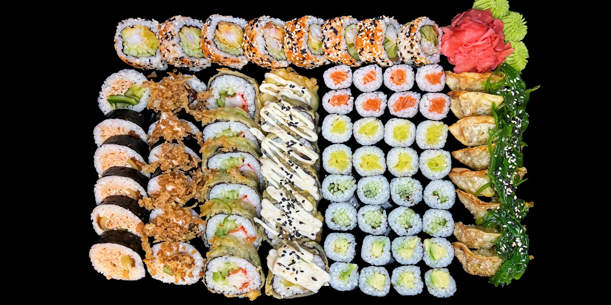 Sushi sety s 36 nebo 64 ks i gyoza taštičkami: s sebou