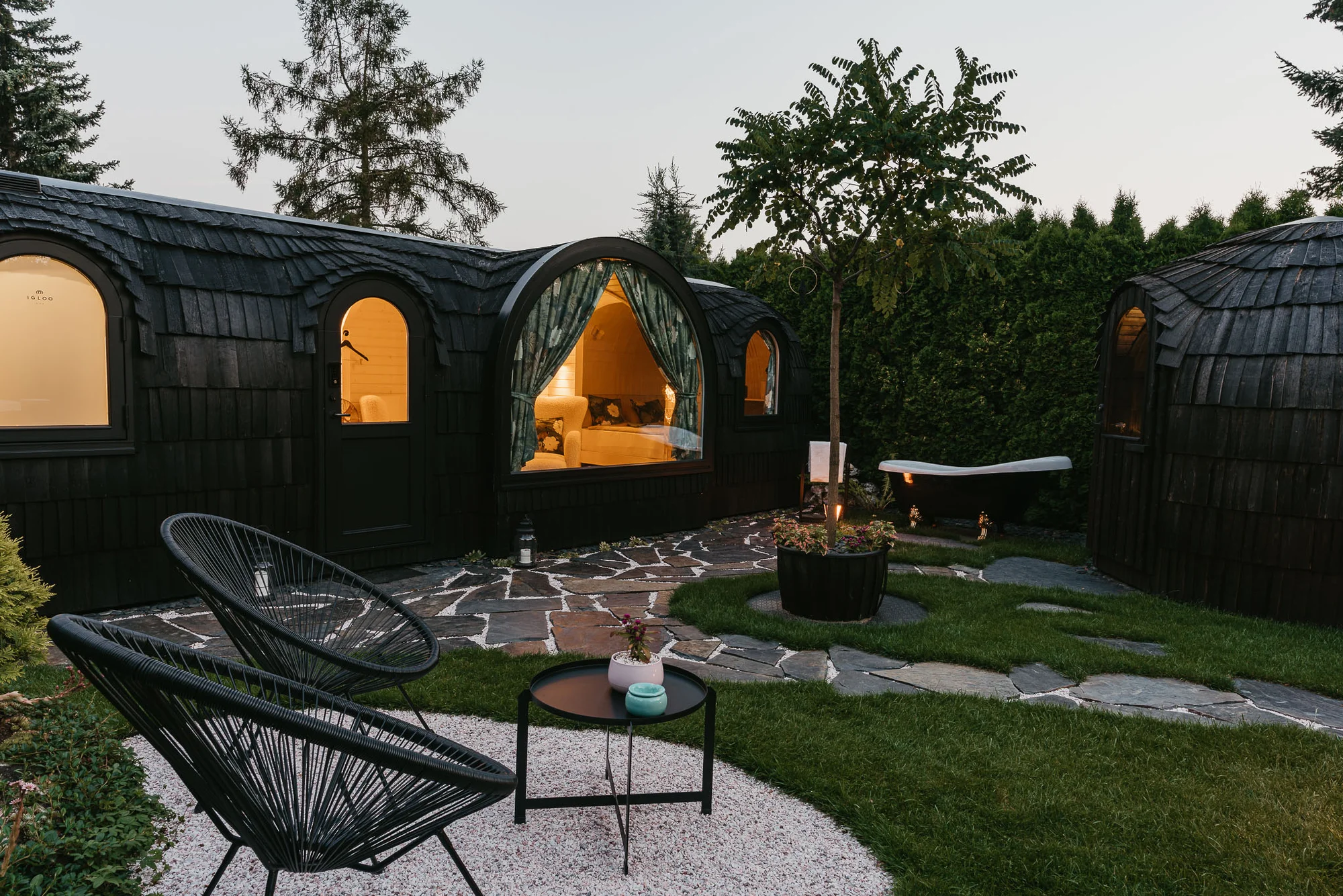 Designové iglú u Plumlovské přehrady s privátní vířivkou a saunou