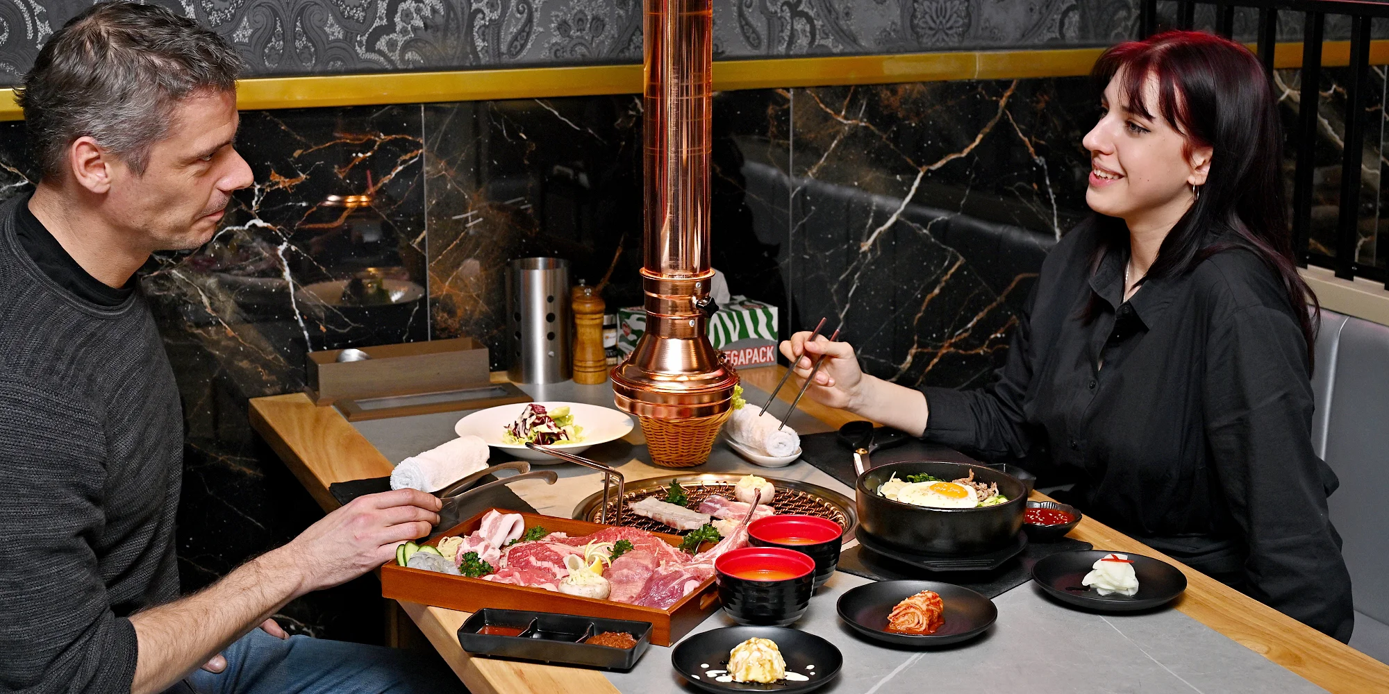Korejské BBQ: degustační grilování hovězího Wagyu, bůčku, krevet i jehněčího pro 2-4 os.