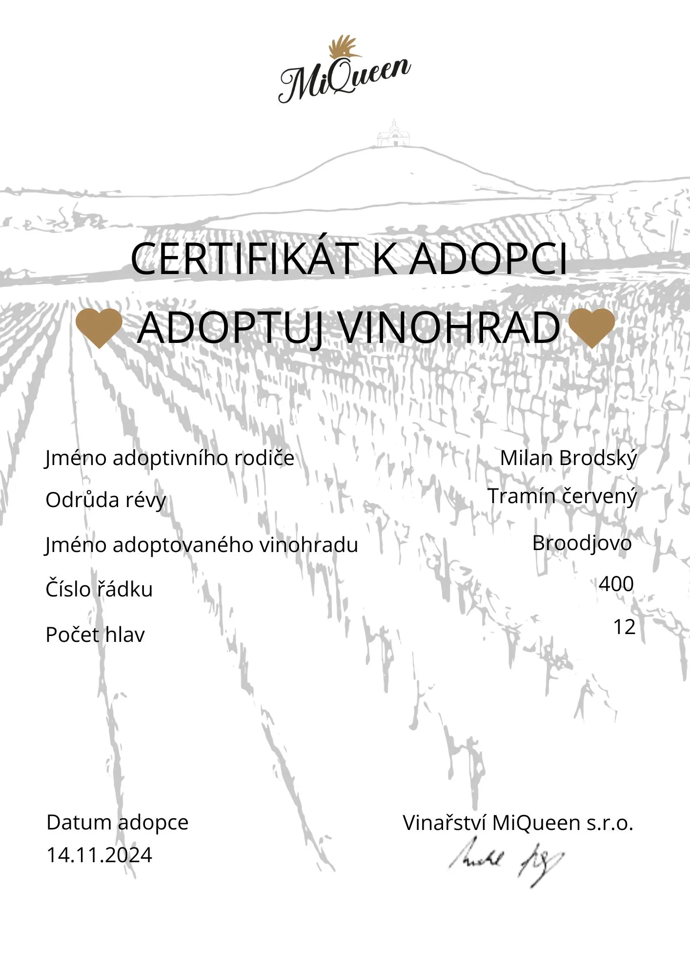 Adoptujte si vinohrad: na 1 rok vlastníkem kousku vinice, až 36 lahví vína