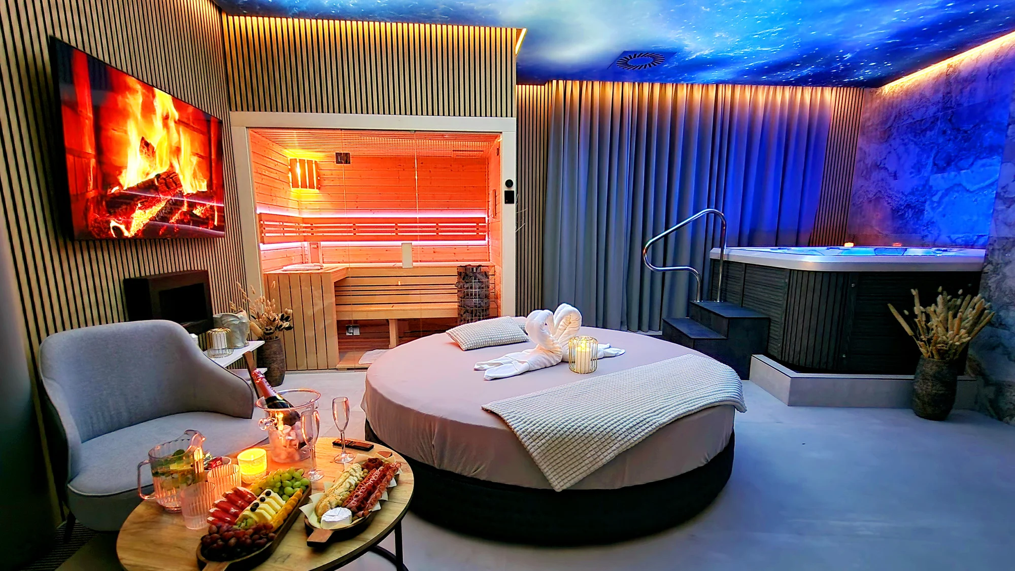 Nové privátní wellness v Hloubětíně: velký whirlpool, finská sauna, dvě relaxační zóny na výběr a drink