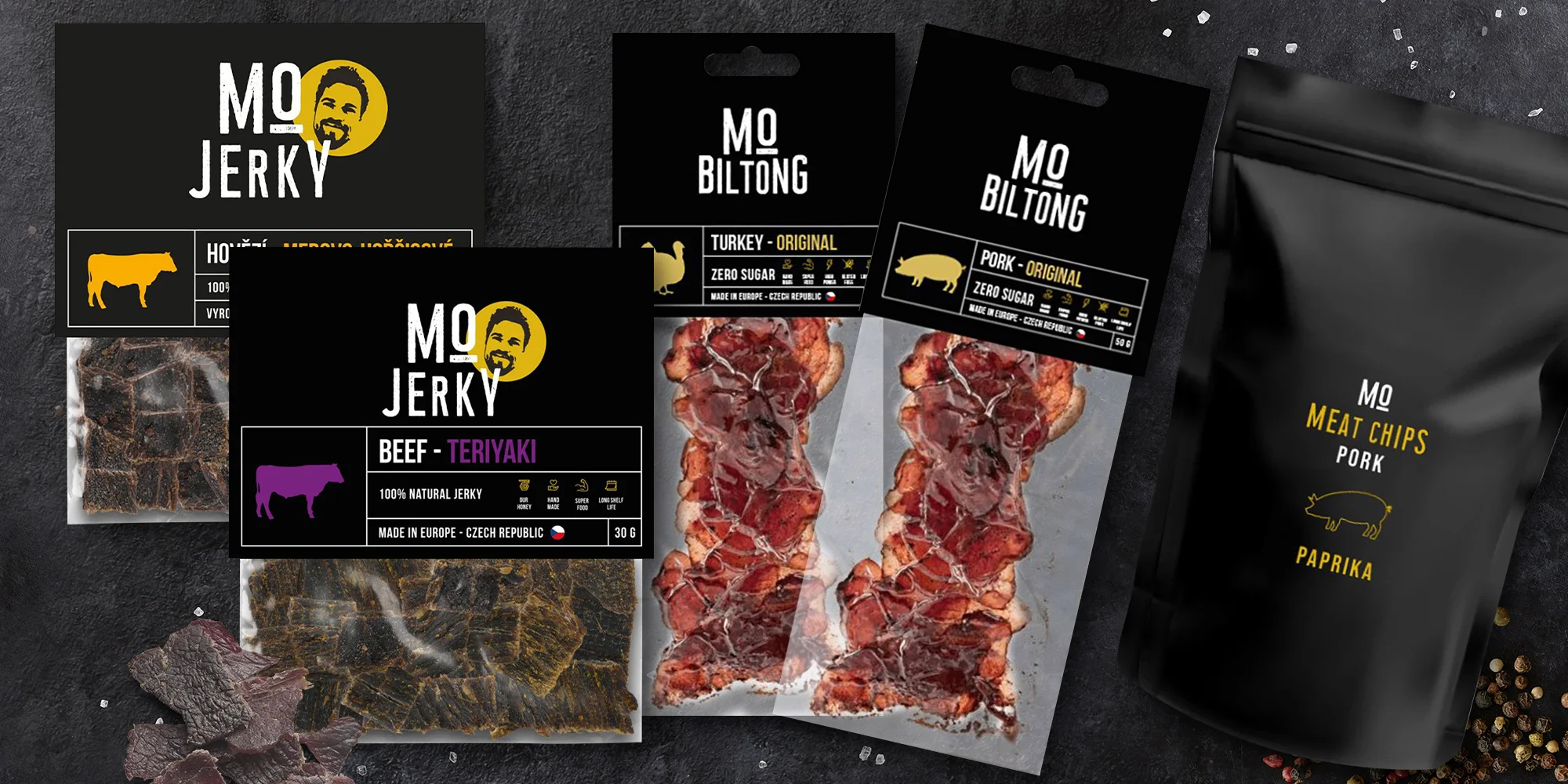 České jerky a biltong: hovězí, vepřové i houbové