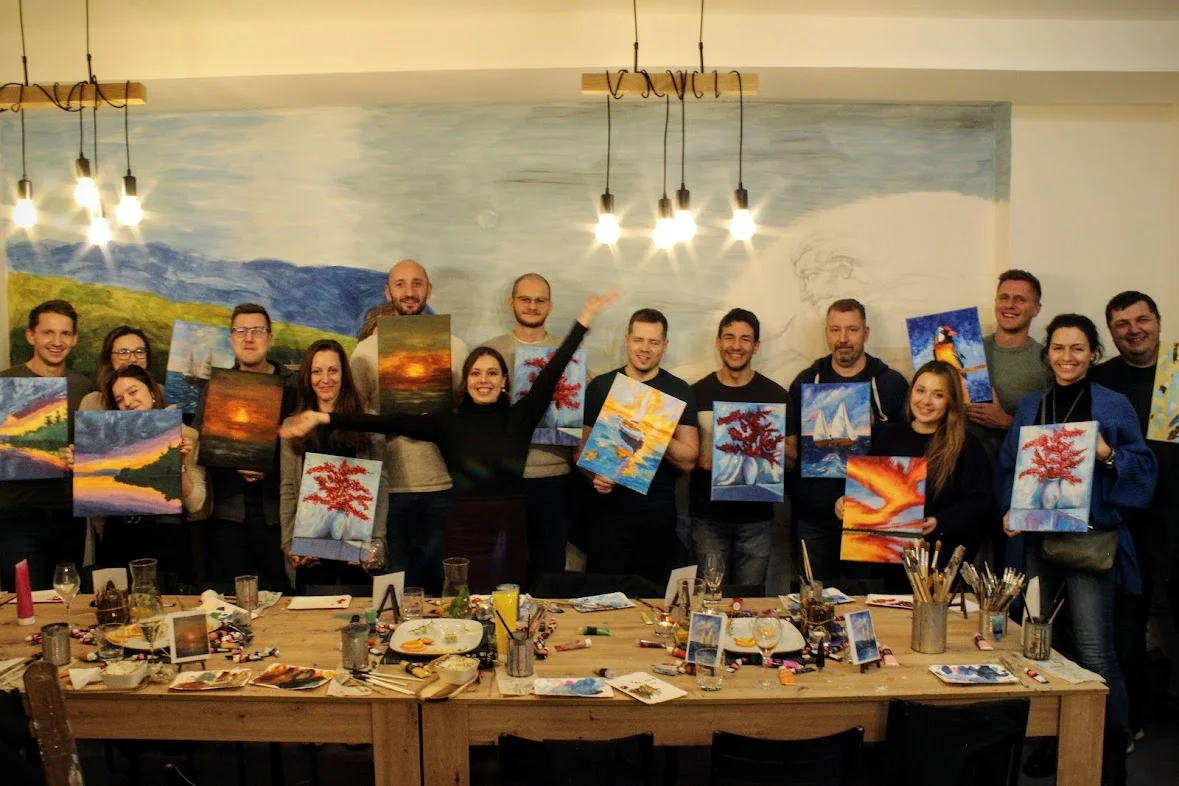 Tříhodinový workshop malování akrylem s možností použití plátkového zlata i stříbra vč. pomůcek