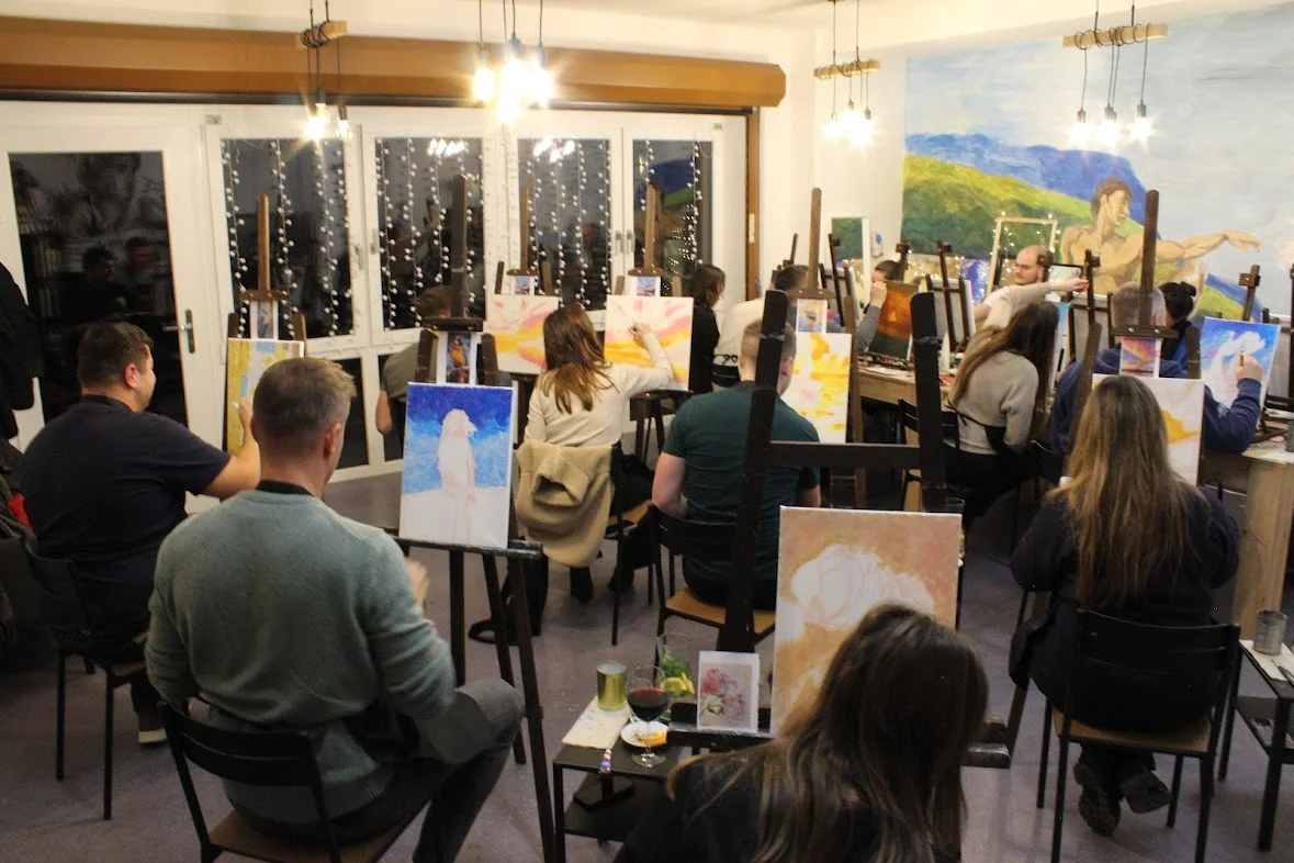 Tříhodinový workshop malování akrylem s možností použití plátkového zlata i stříbra vč. pomůcek