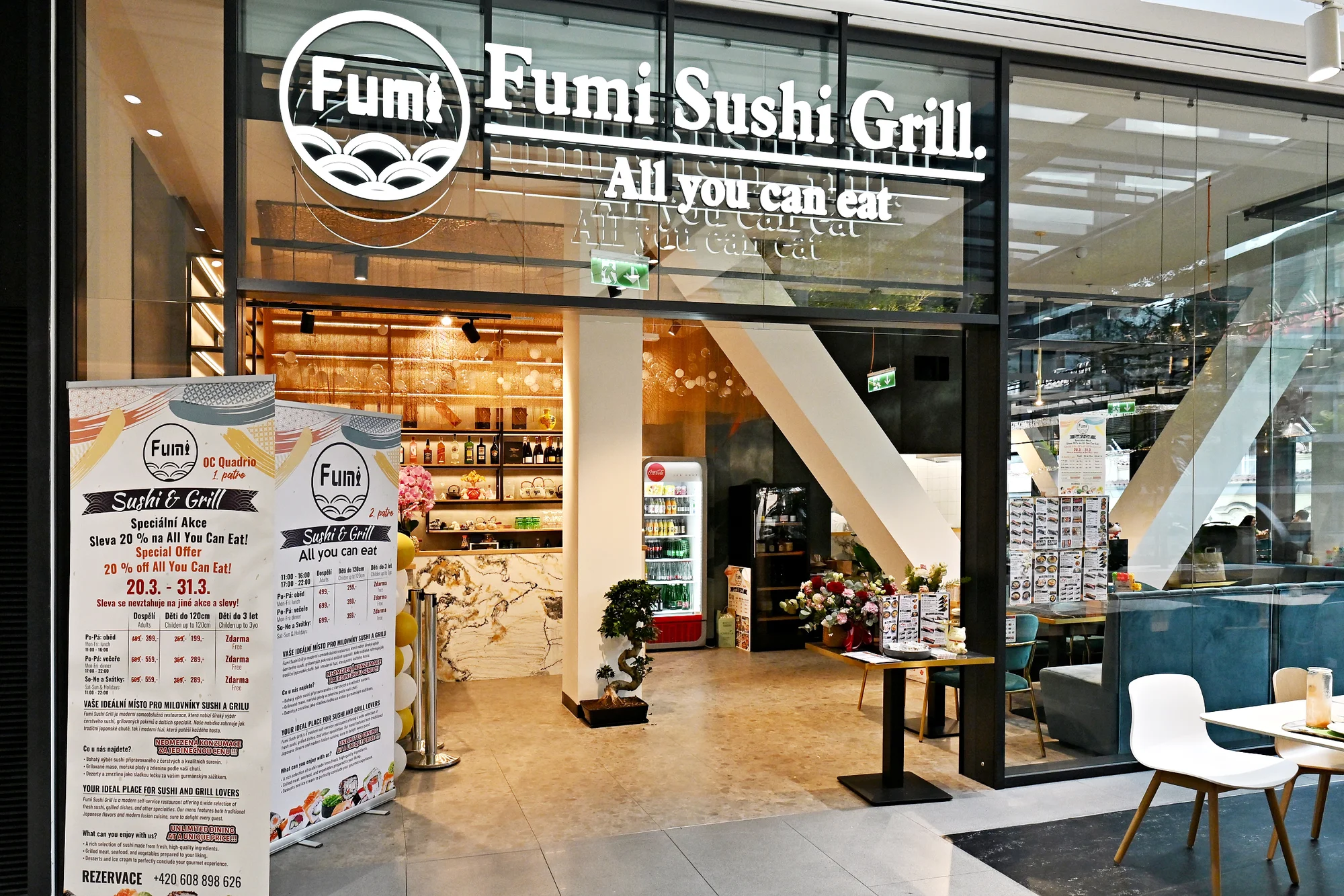 All you can eat sushi a grill v OC Quadrio pro 1 nebo 2 osoby: oběd i večeře, 1,5 hodiny konzumace