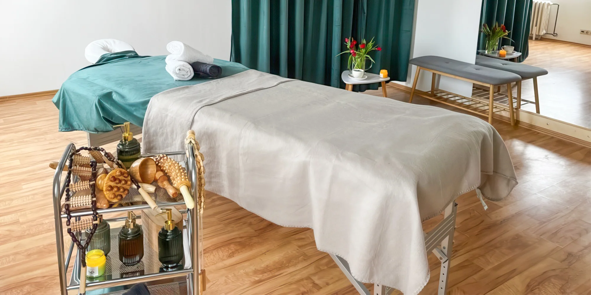 Relaxační masáž zad, šíje i lýtek a plosek nohou: 55 až 60 minut