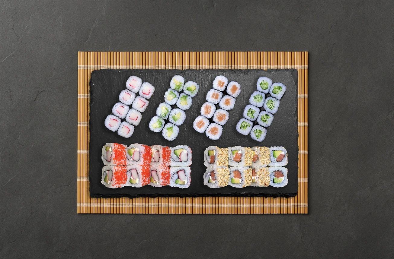 Sushi sety v restauraci Sun House: maki, nigiri i kalifornské rolky, 24–52 ks