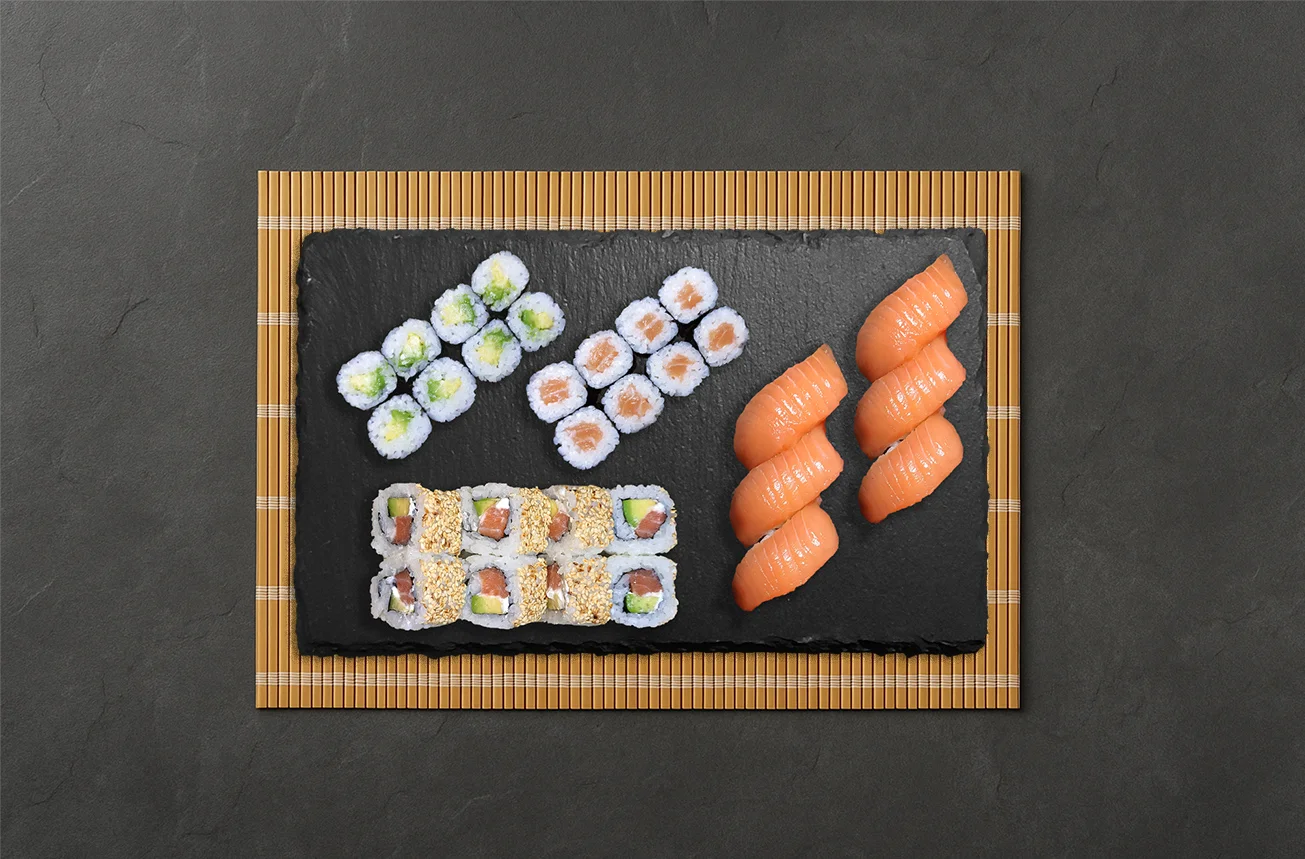 Sushi sety v restauraci Sun House: maki, nigiri i kalifornské rolky, 24–52 ks