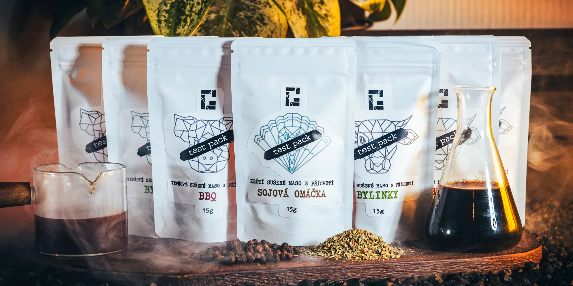 Vepřové, hovězí i krůtí jerky, 7 balíčků + 50 g navíc