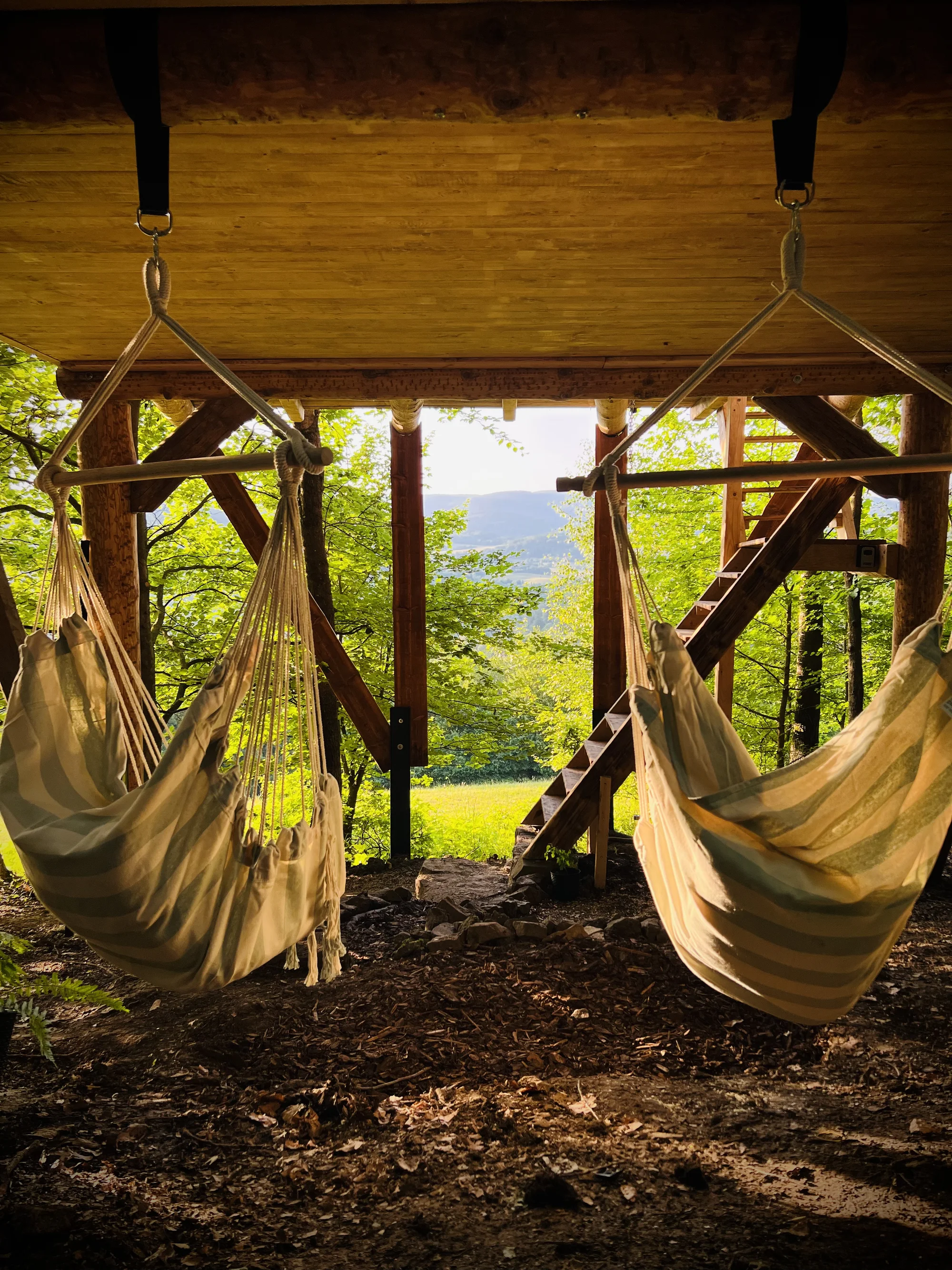 Vybavený treehouse na úpatí Krušných hor: terasa, houpací křesla i gril