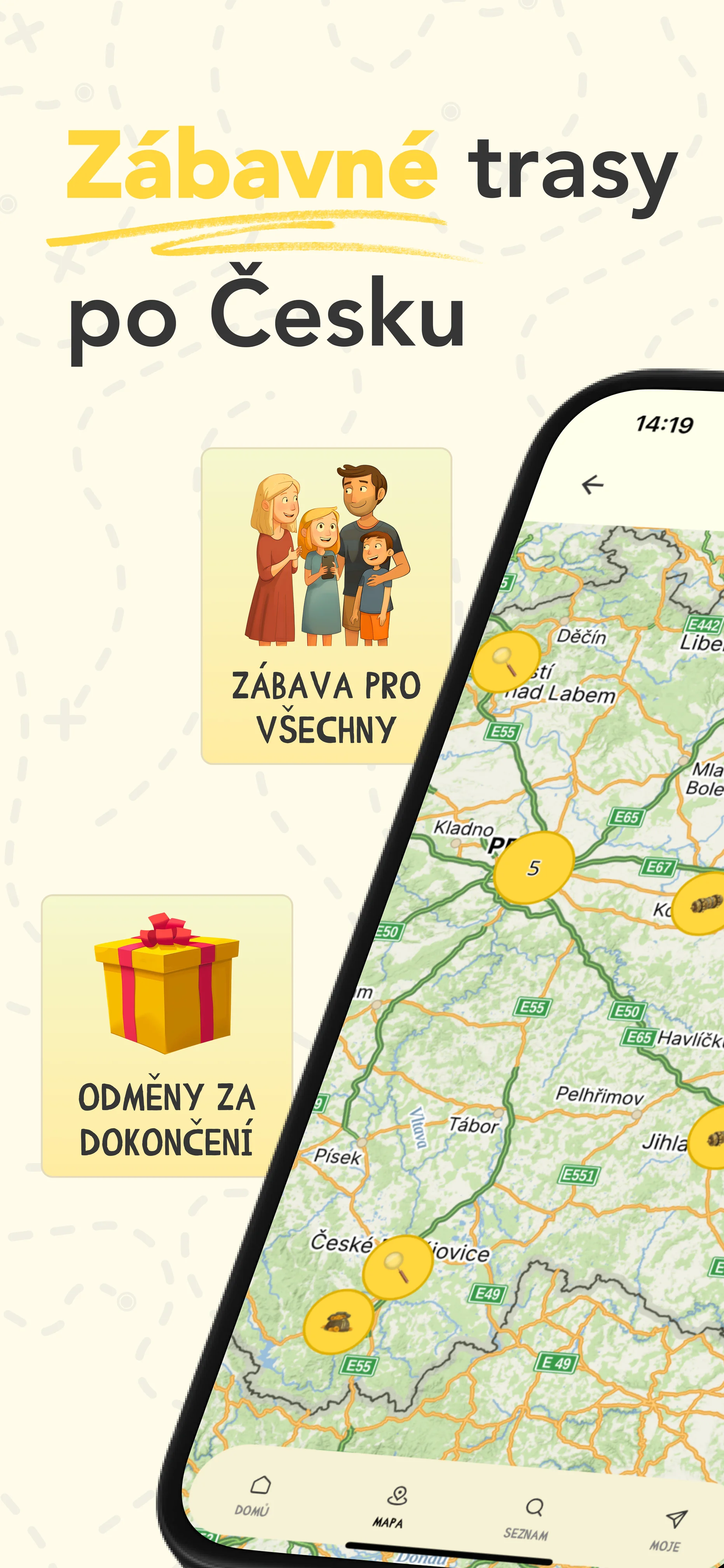 Až 5 herních šifrovacích výletů se zábavnou aplikací Weelet po celé republice
