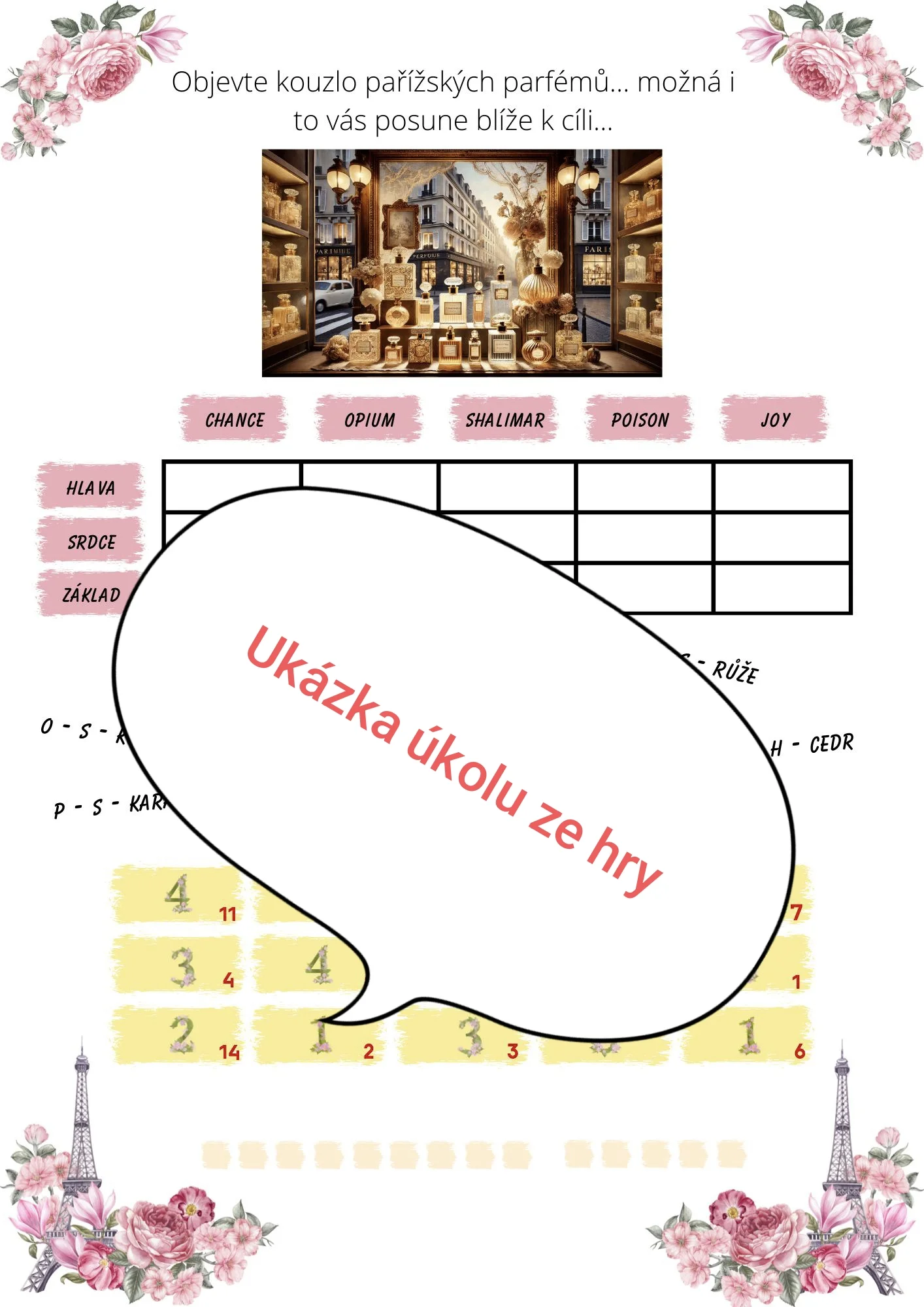 Pařížské zrcadlo snů: šifrovací hra na doma i ven pro libovolný počet hráčů, 1–2 hod.