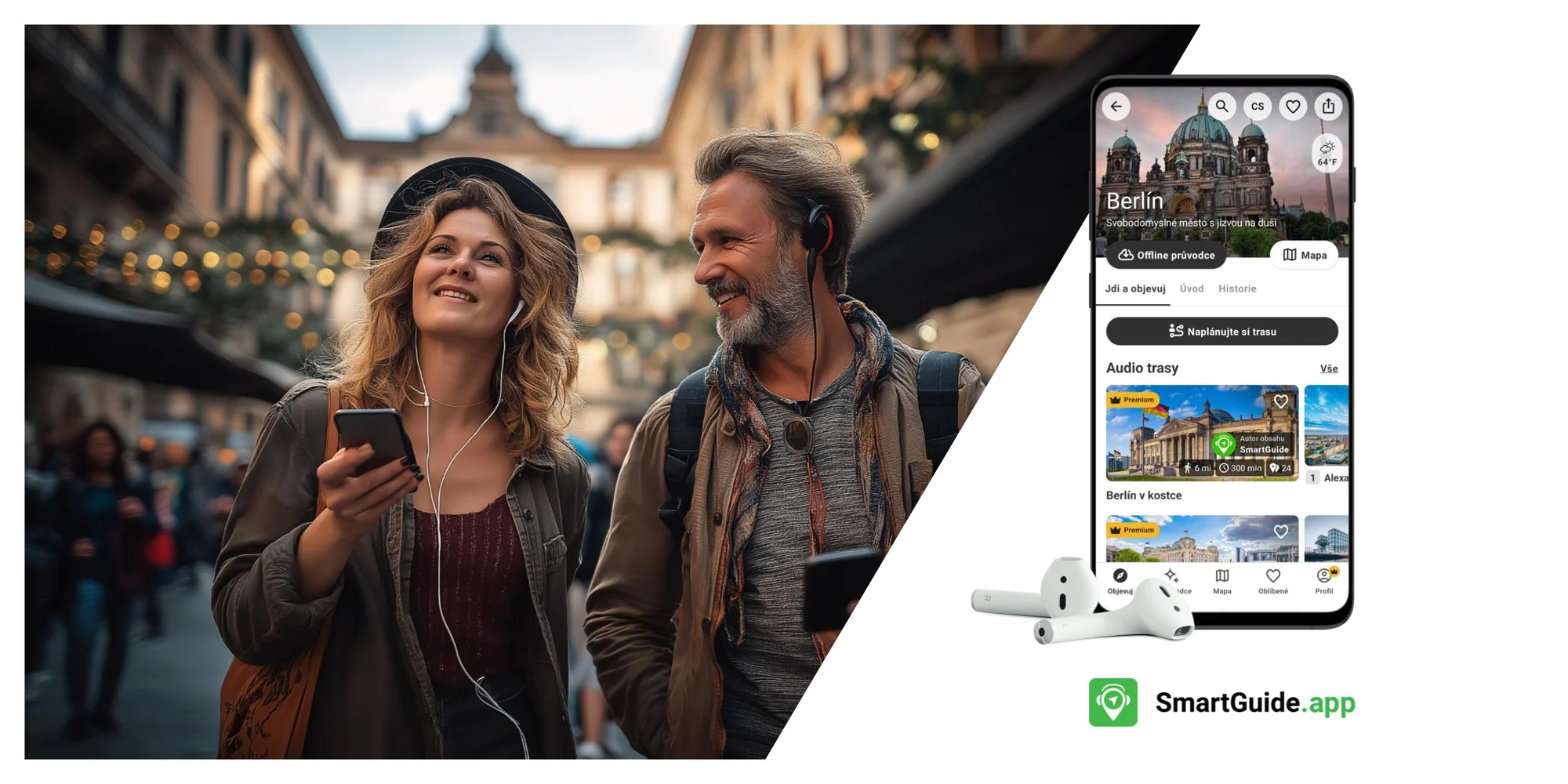 Premium členství v cestovatelské aplikaci SmartGuide: měsíc či rok