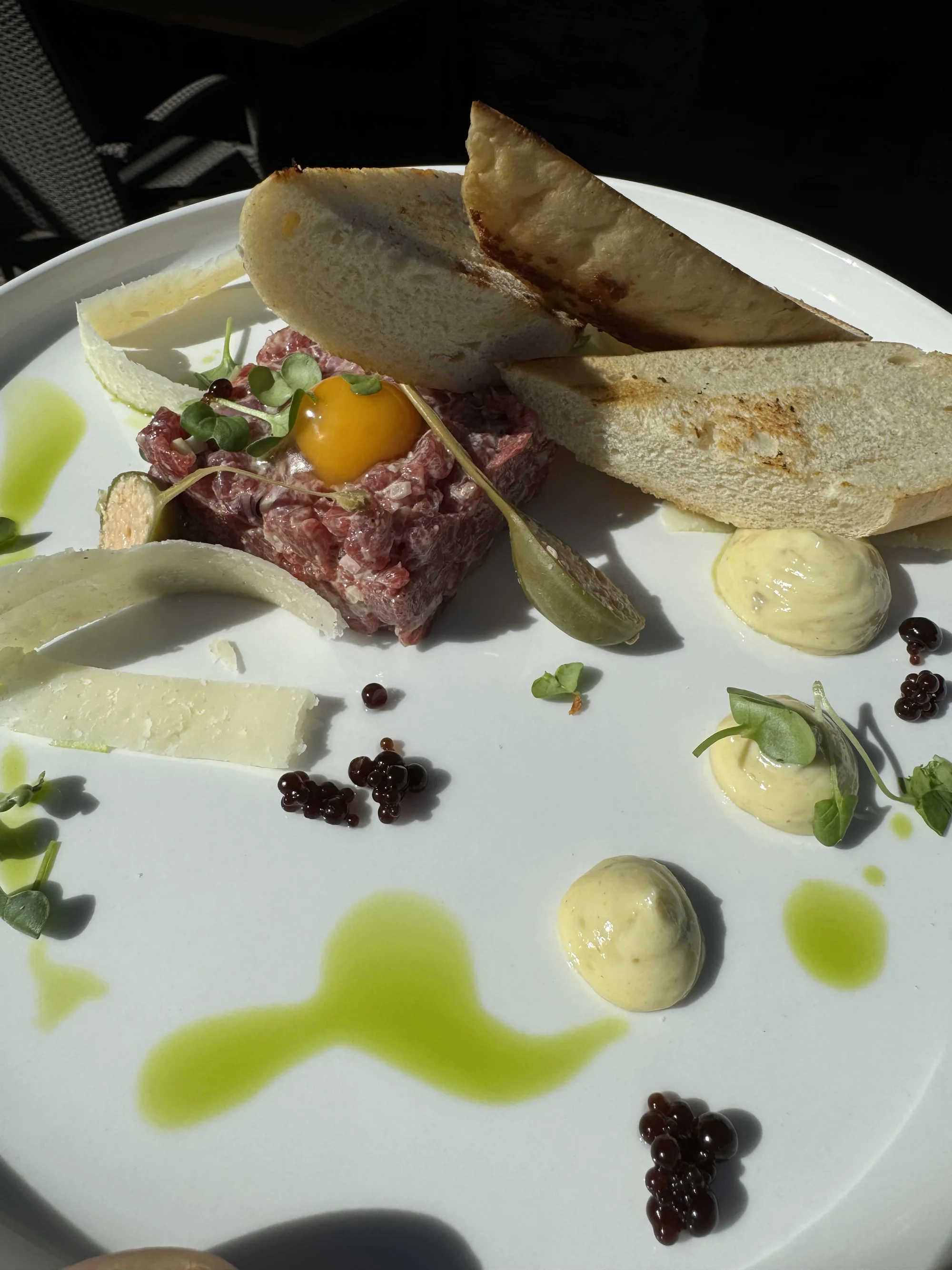 Tříchodové menu pro dva i s lahví vína u Máchova jezera: tatarák, steak i gelato