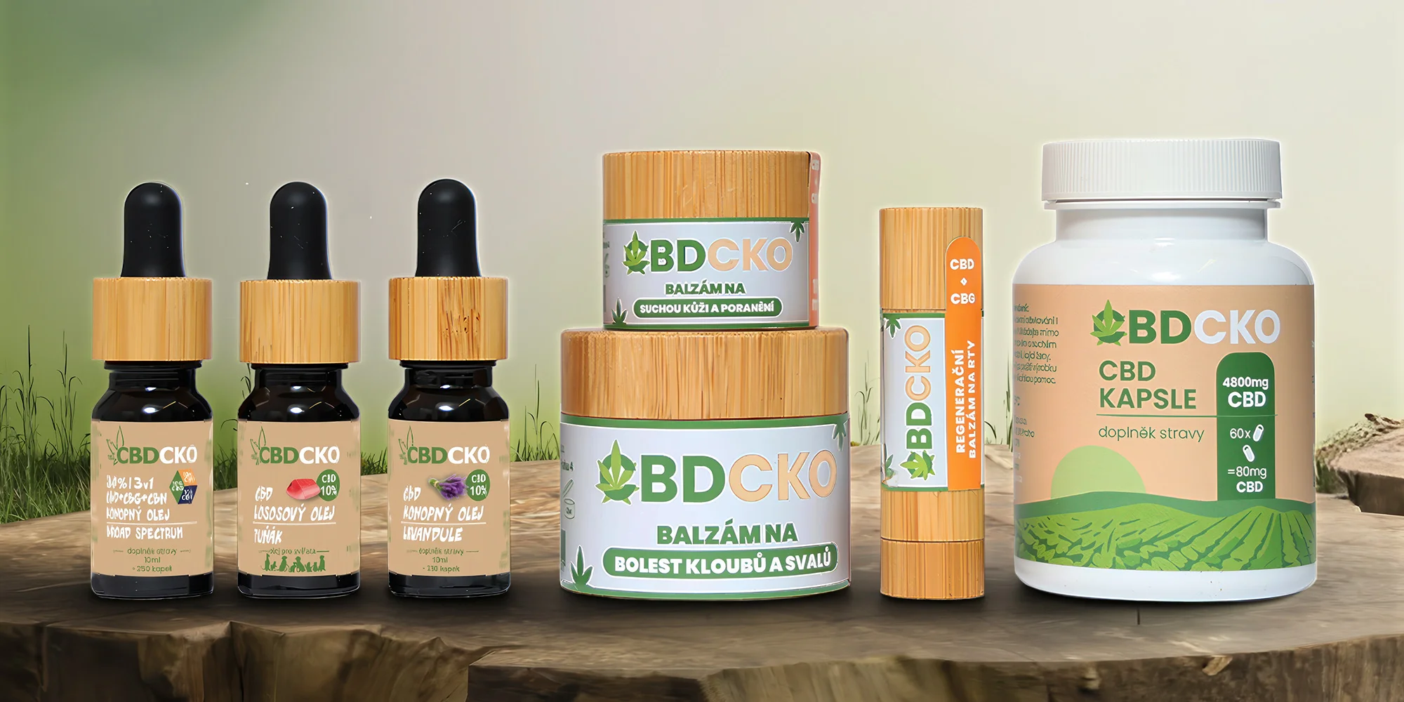 CBD oleje, balzámy na rty i lososový olej pro zvířata