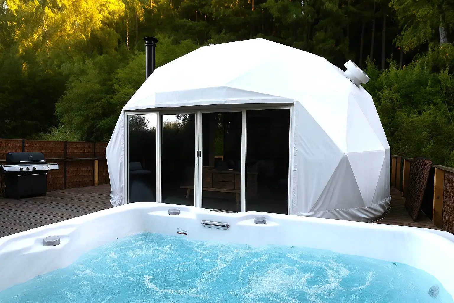 Luxusní glampingová kupole na východě Čech se saunou a vířivkou i snídaní