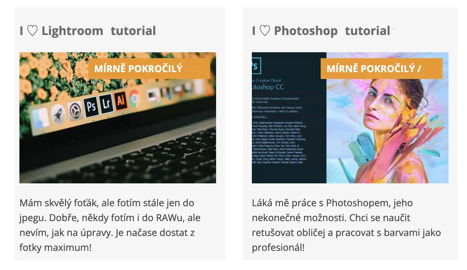 Online kurzy focení, kompozice i postprodukce: přístup na 3 měsíce až 10 let, jako bonus e-booky