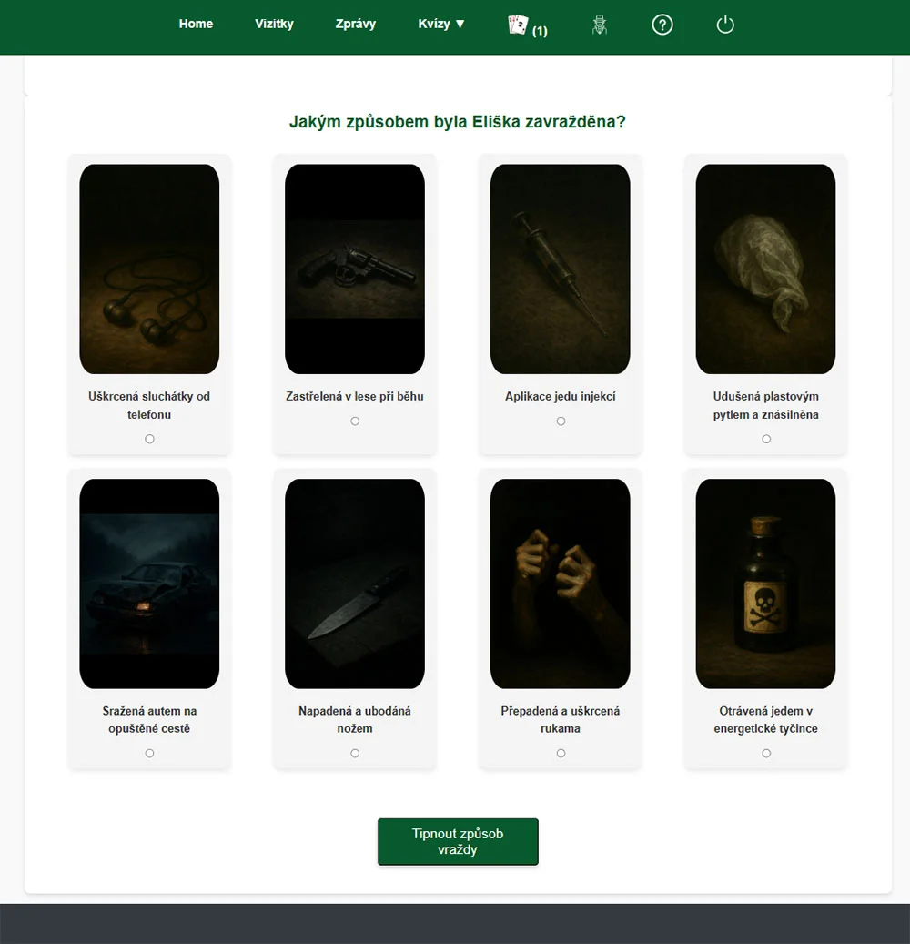 Online detektivní hra: Vražda talentované běžkyně, vč. výslechů a analýzy stop