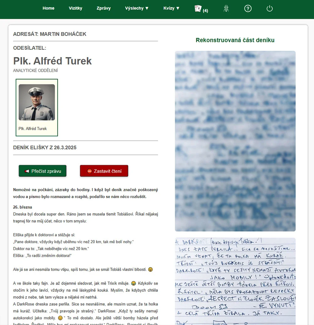 Online detektivní hra: Vražda talentované běžkyně, vč. výslechů a analýzy stop