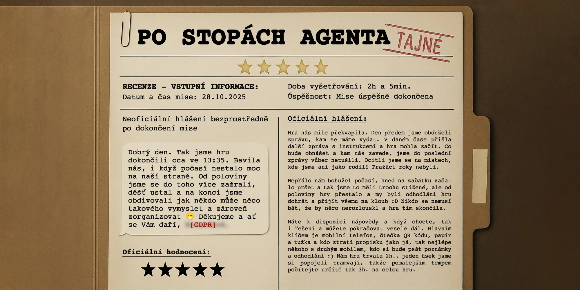 Po stopách agenta: Detektivní hra v ulicích Prahy