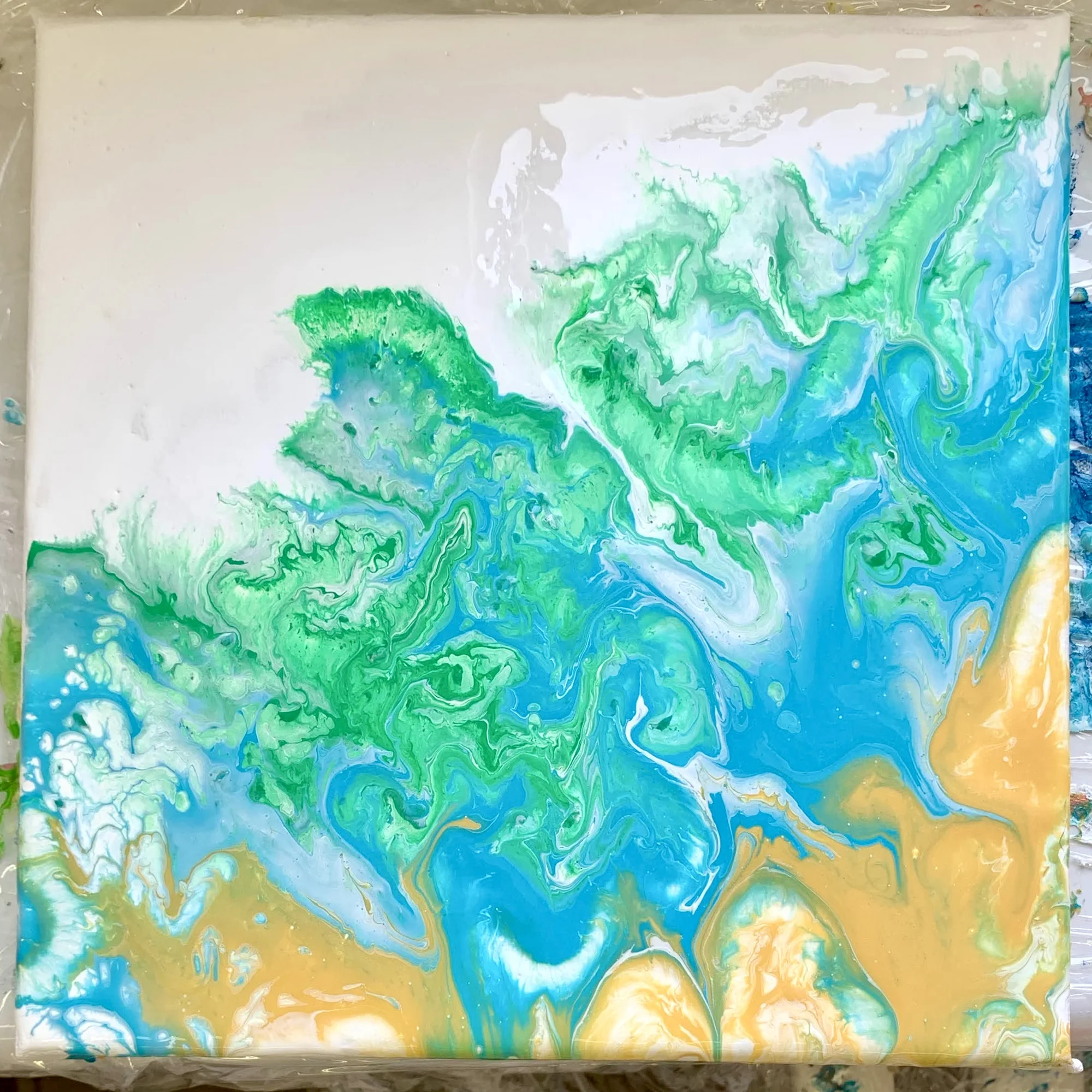 Zážitkové malování hravou technikou lití barev Pouring Acryl: 3 velikosti plátna