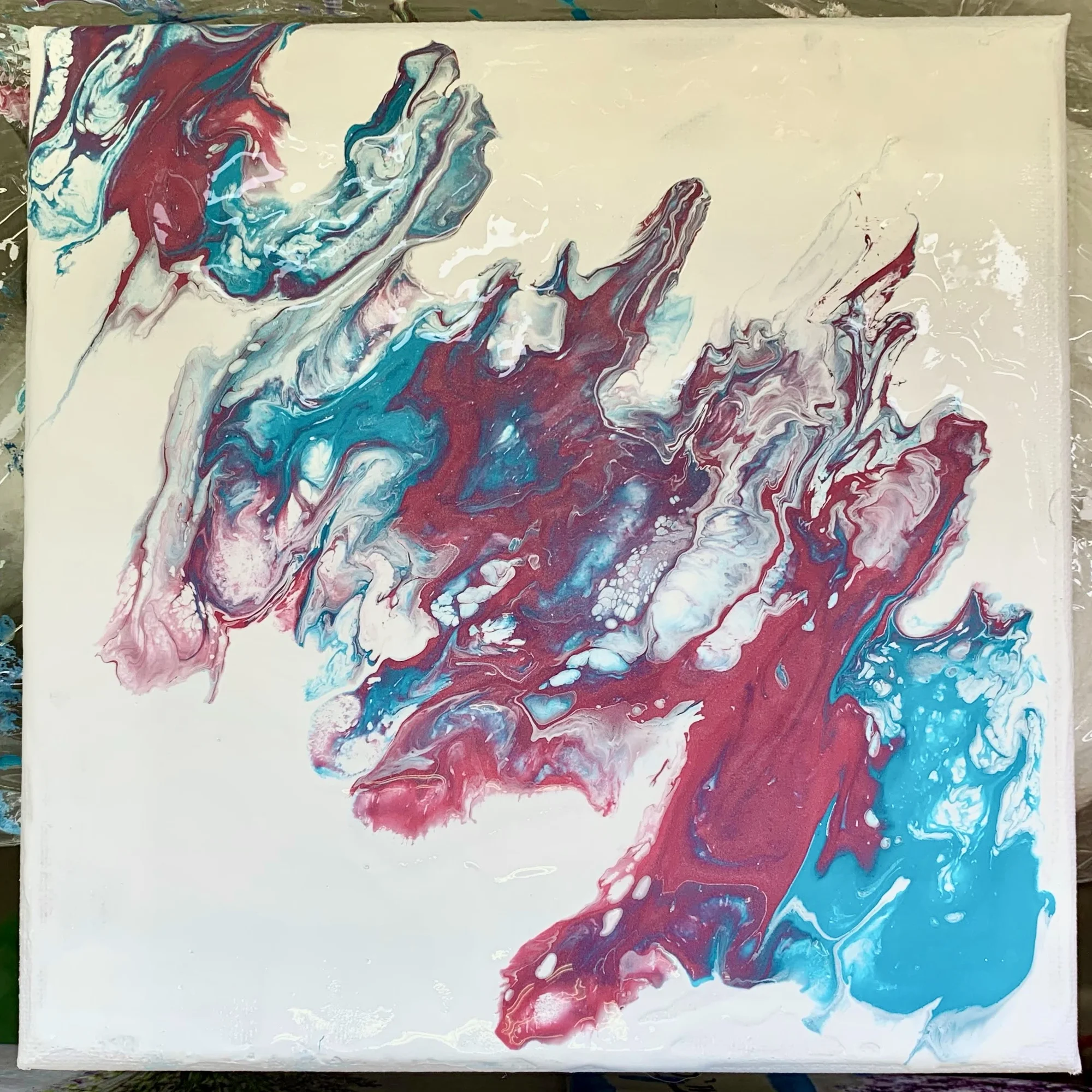 Zážitkové malování hravou technikou lití barev Pouring Acryl: 3 velikosti plátna