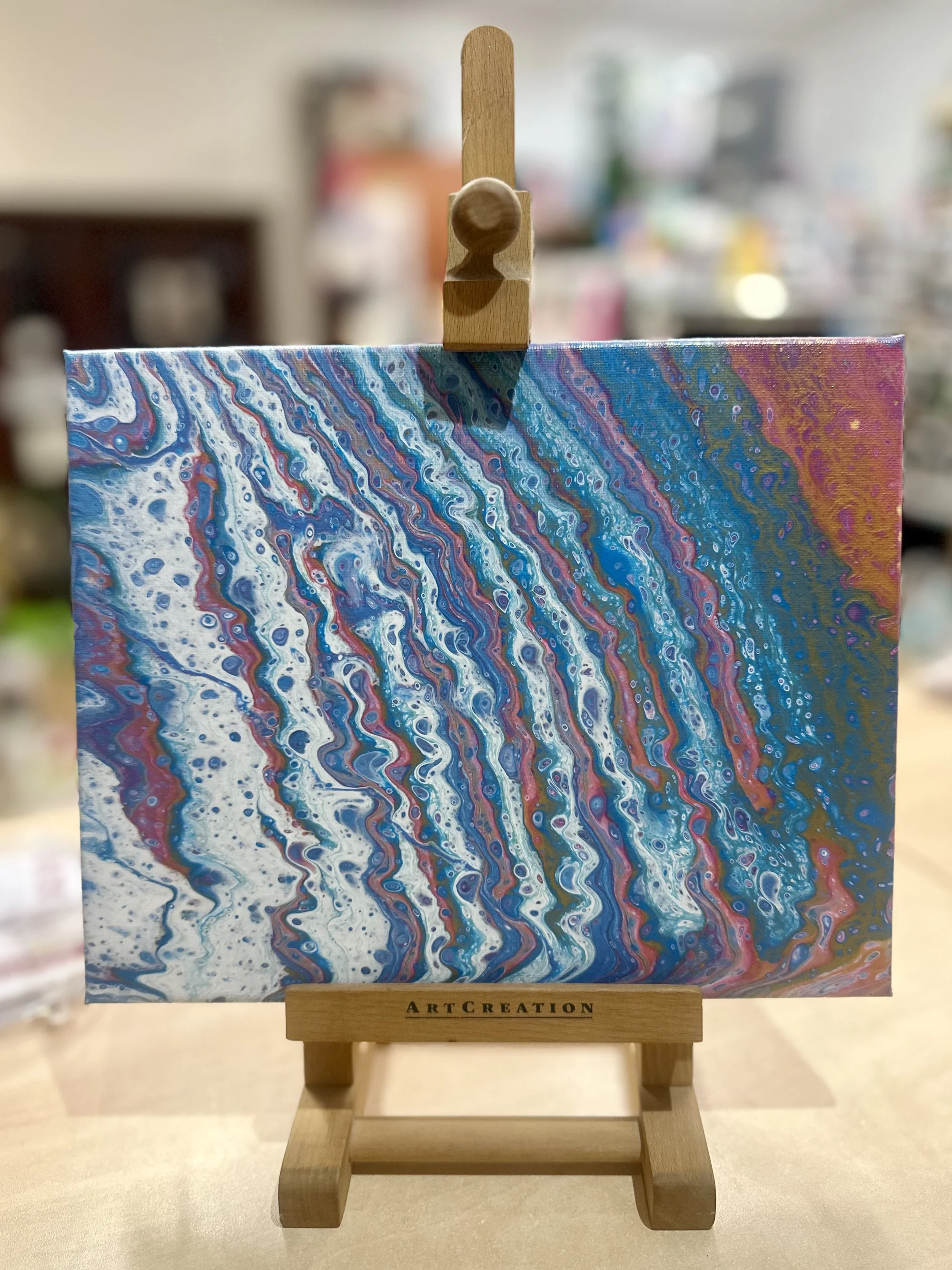 Zážitkové malování hravou technikou lití barev Pouring Acryl: 3 velikosti plátna