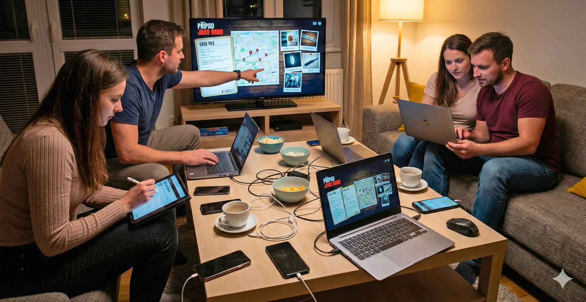 Napínavé vyšetřování z vašeho obýváku: online detektivní hra Případ jako Brno pro 1–5 hráčů