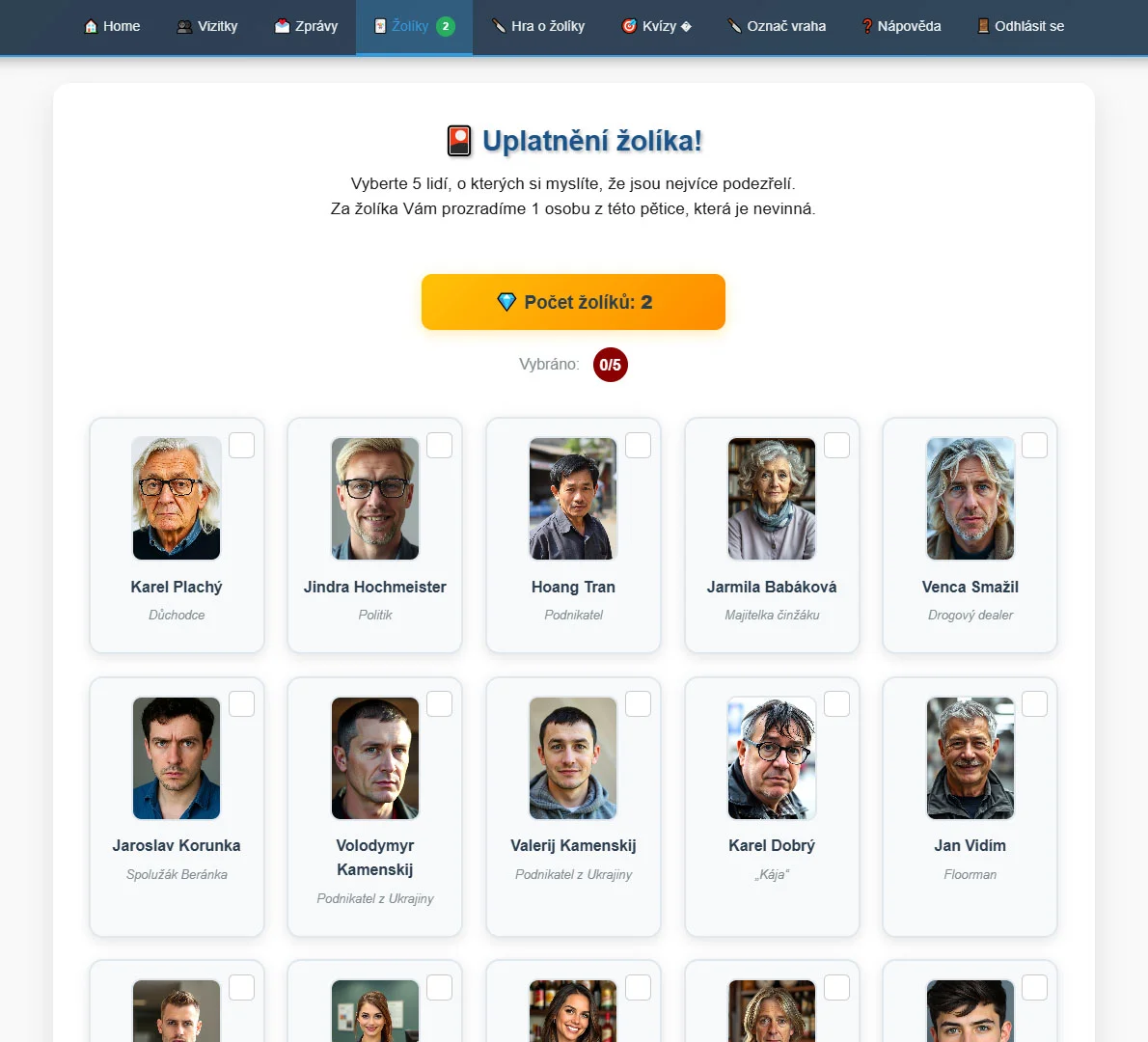 Online detektivní hra Vražda v kasinu: intuitivní rozhraní, neomezený čas i počet hráčů