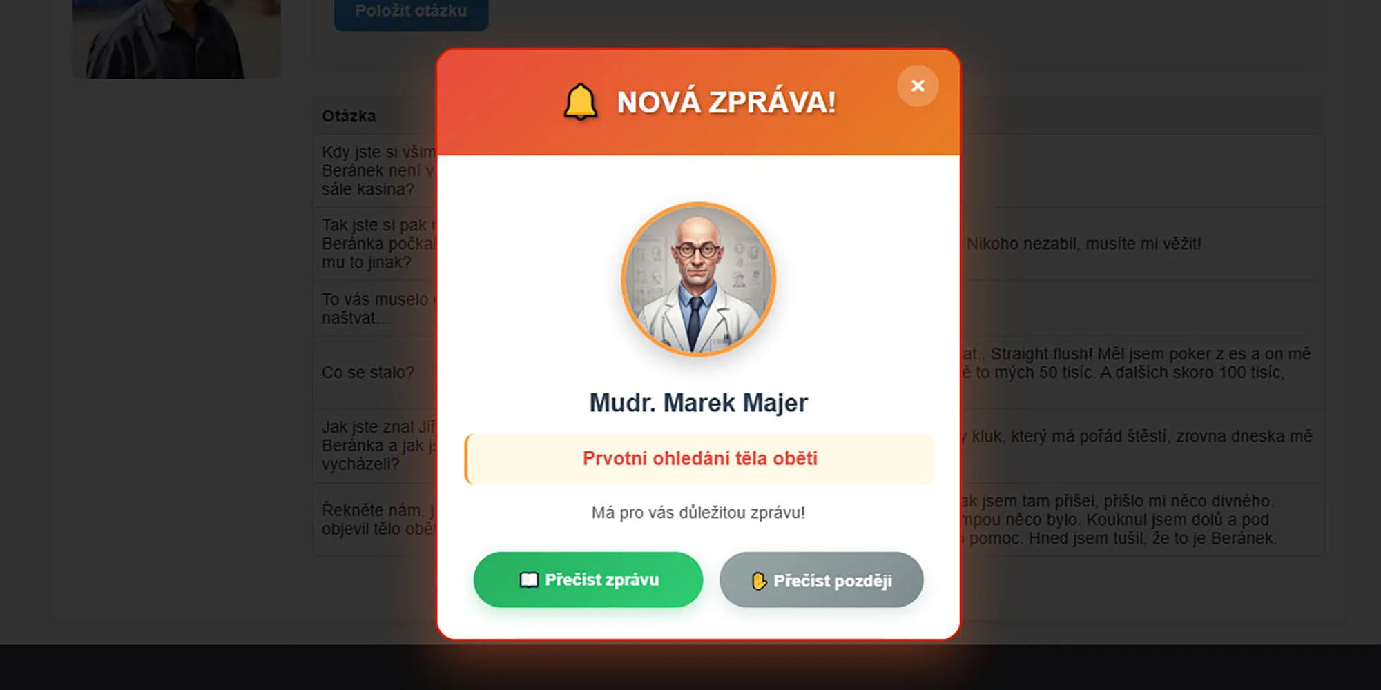 Online detektivní hra Vražda v kasinu: intuitivní rozhraní, neomezený čas i počet hráčů
