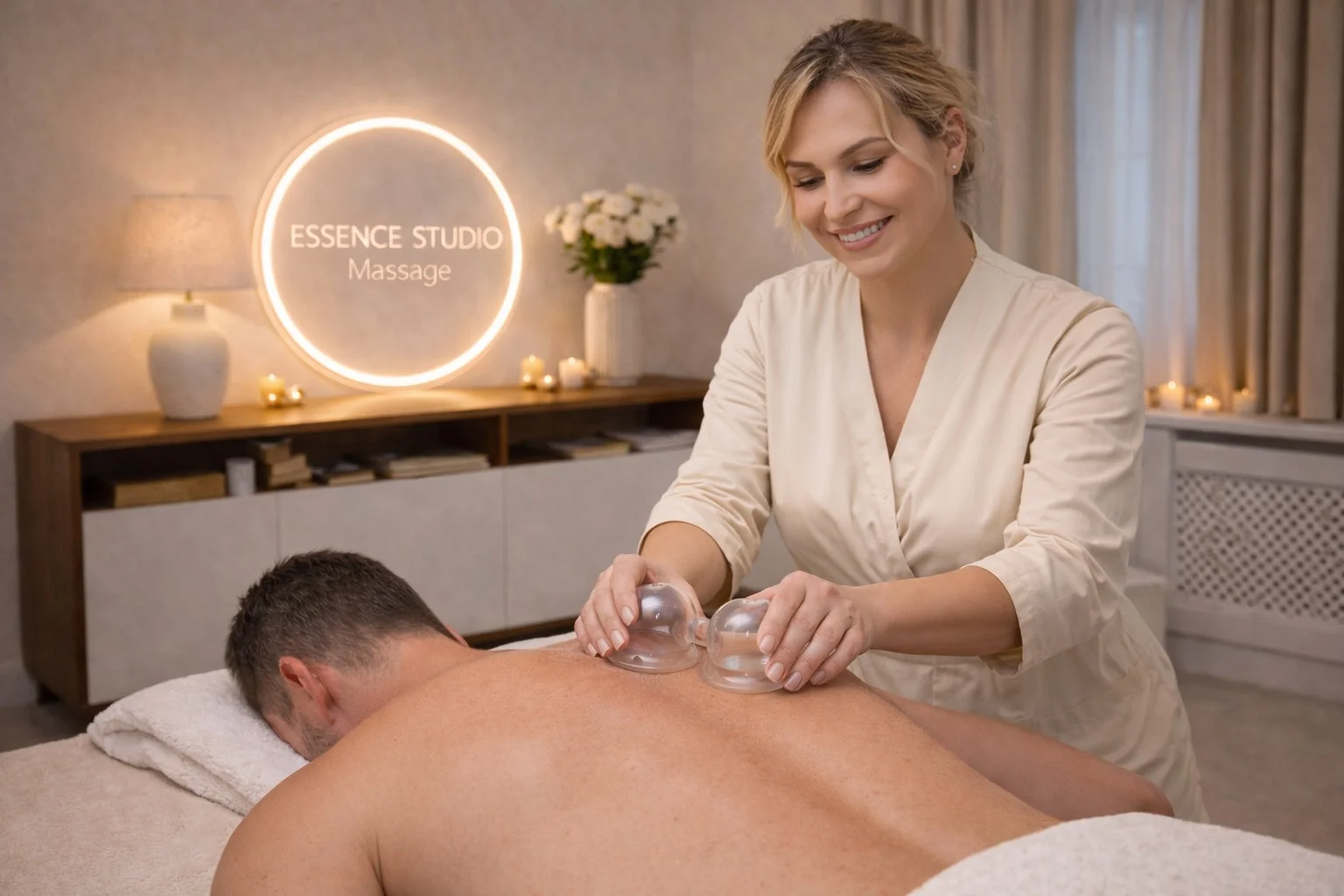 Masáž s lávovými kameny, baňkování nebo kombinace obou procedur