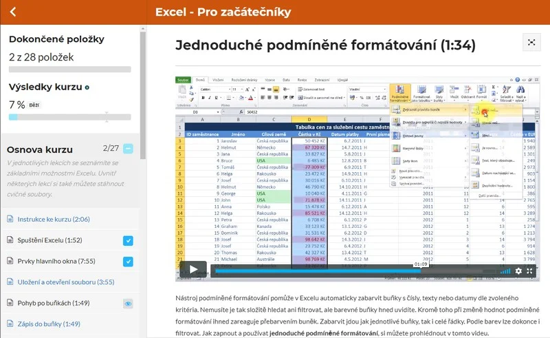 Umím Excel: neomezený online kurz Excelu s certifikátem pro začátečníky i pokročilé