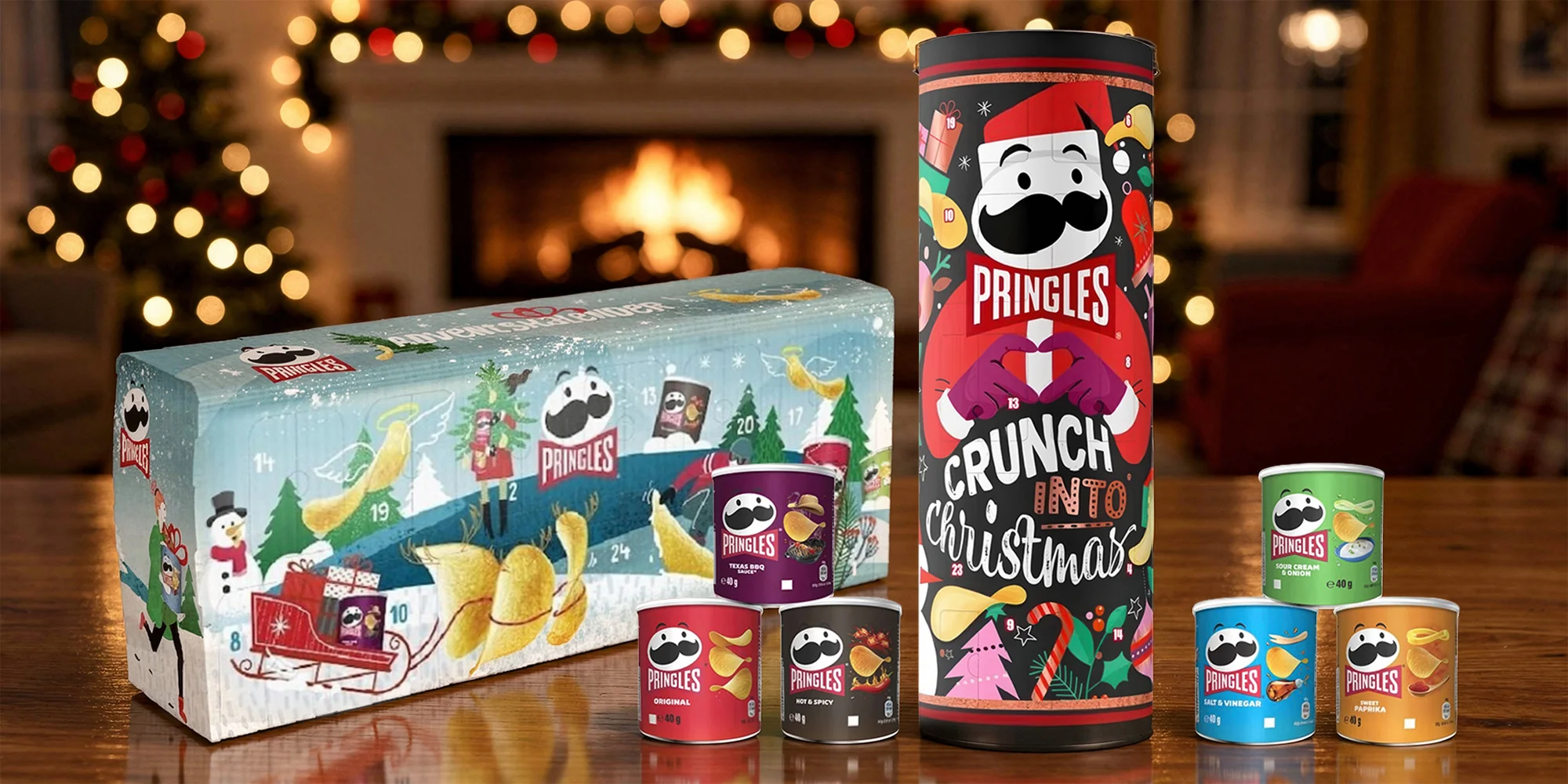 Adventní kalendáře Pringles: víc než 1 kg snacků