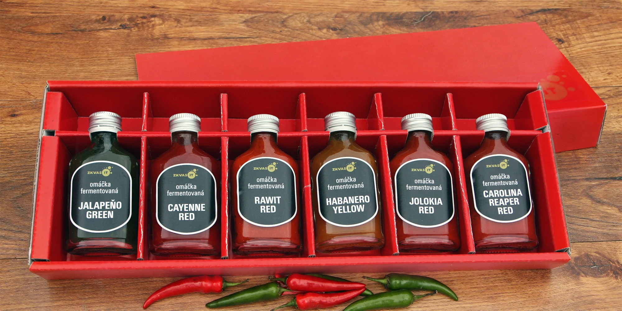 Dárková sada 6 fermentovaných chilli omáček